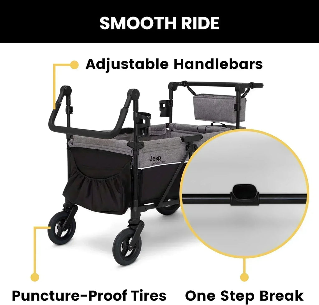 Jeep Wrangler Deluxe 4 Seater Stroller Wagon by Delta Children Premium Quad Stroller Wagon wourant
