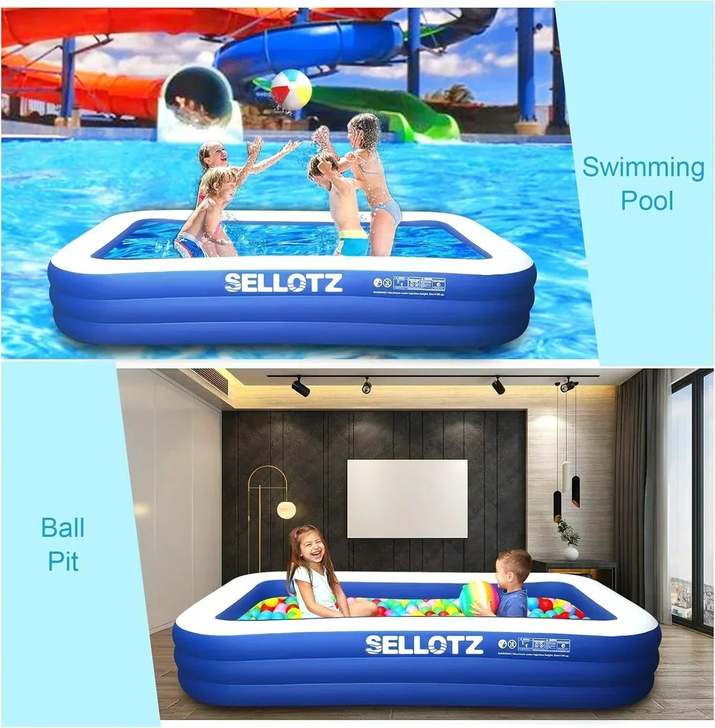 Inflatable Pool for Kids and Adults 120" X 72" X 22" Oversized Thickened Family Swimming Pool wourant
