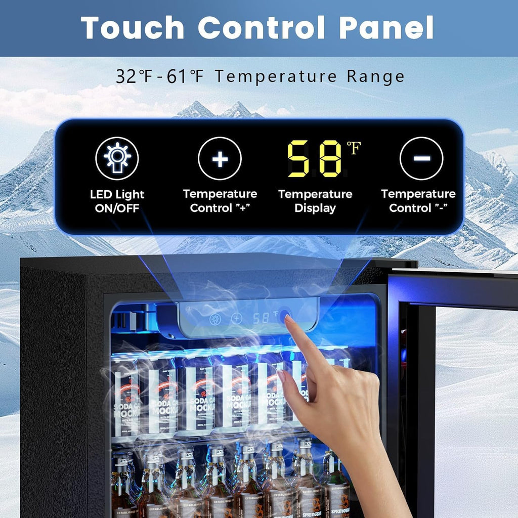 Mini Fridge 130 Can Beverage Refrigerator Cooler Drink Fridge Adjustable Temperature Control wourant