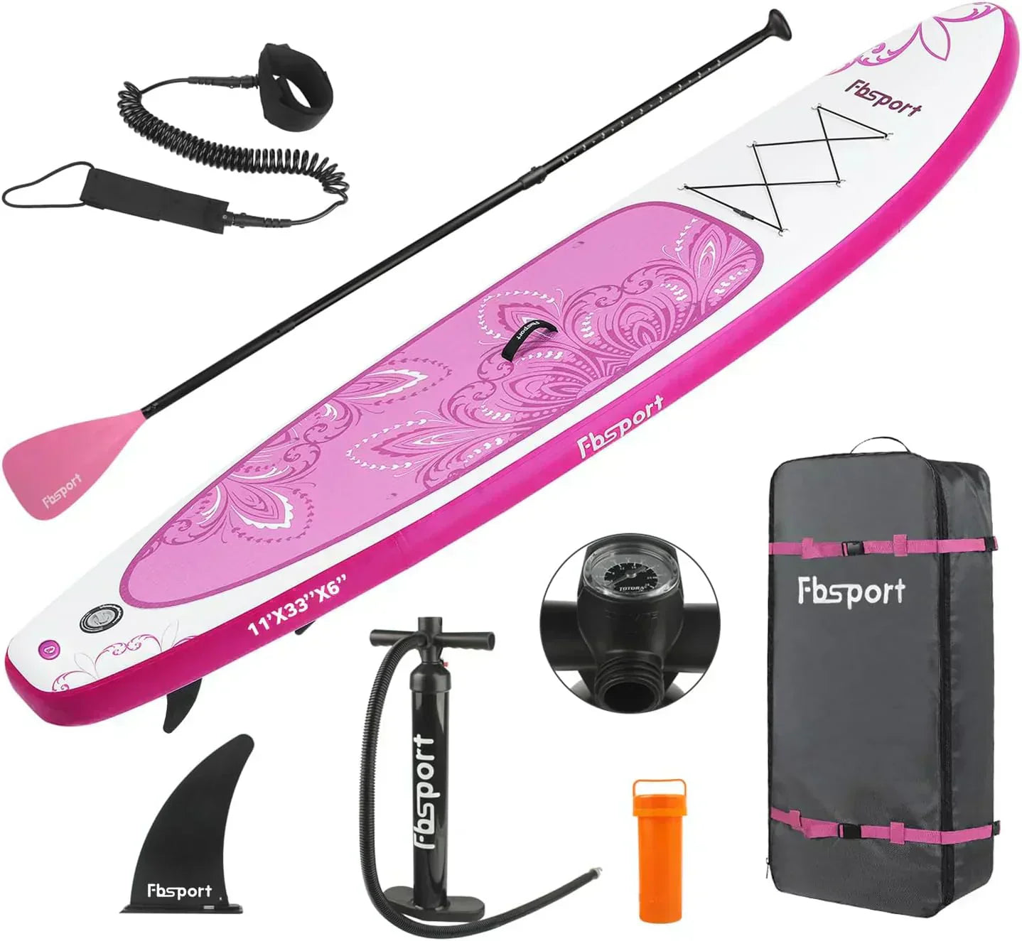 FBSPORT 11' Premium Stand Up Paddle Board Yoga Board with Durable SUP Accessories Carry Bag wourant