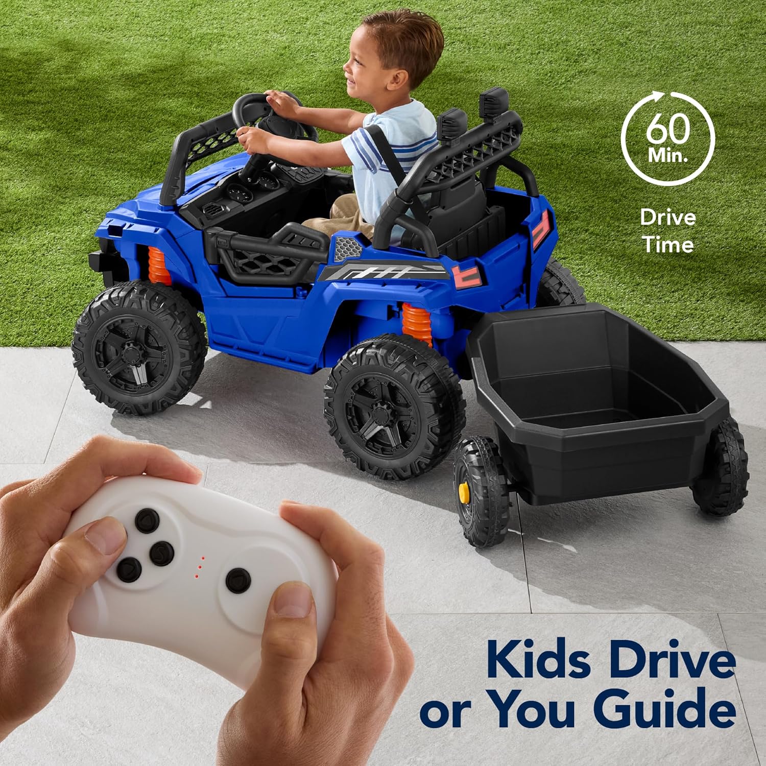 Children's black UTV electric children's car wourant