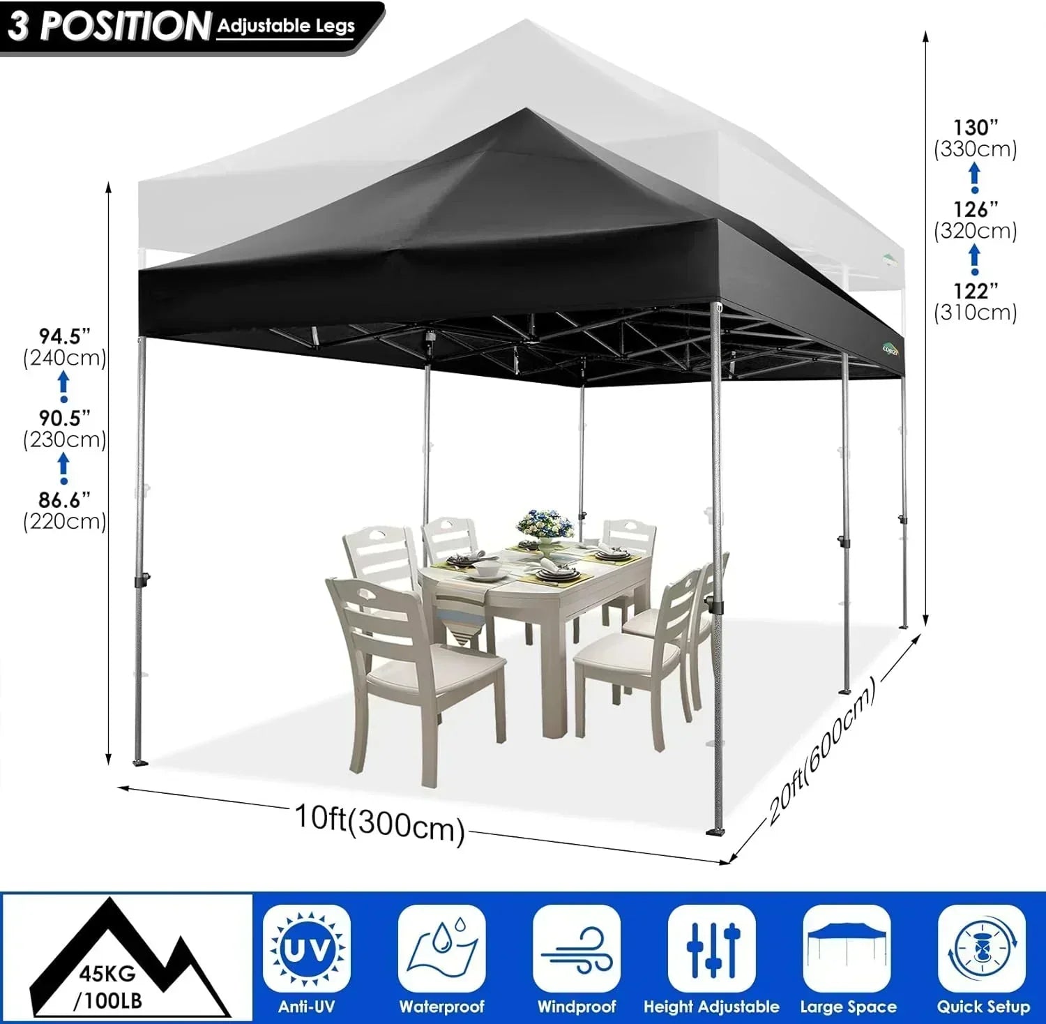 COBIZI 10x20 Heavy Duty Pop up Canopy Tent 6 sidewalls Commercial Canopy Wedding Party Tents wourant