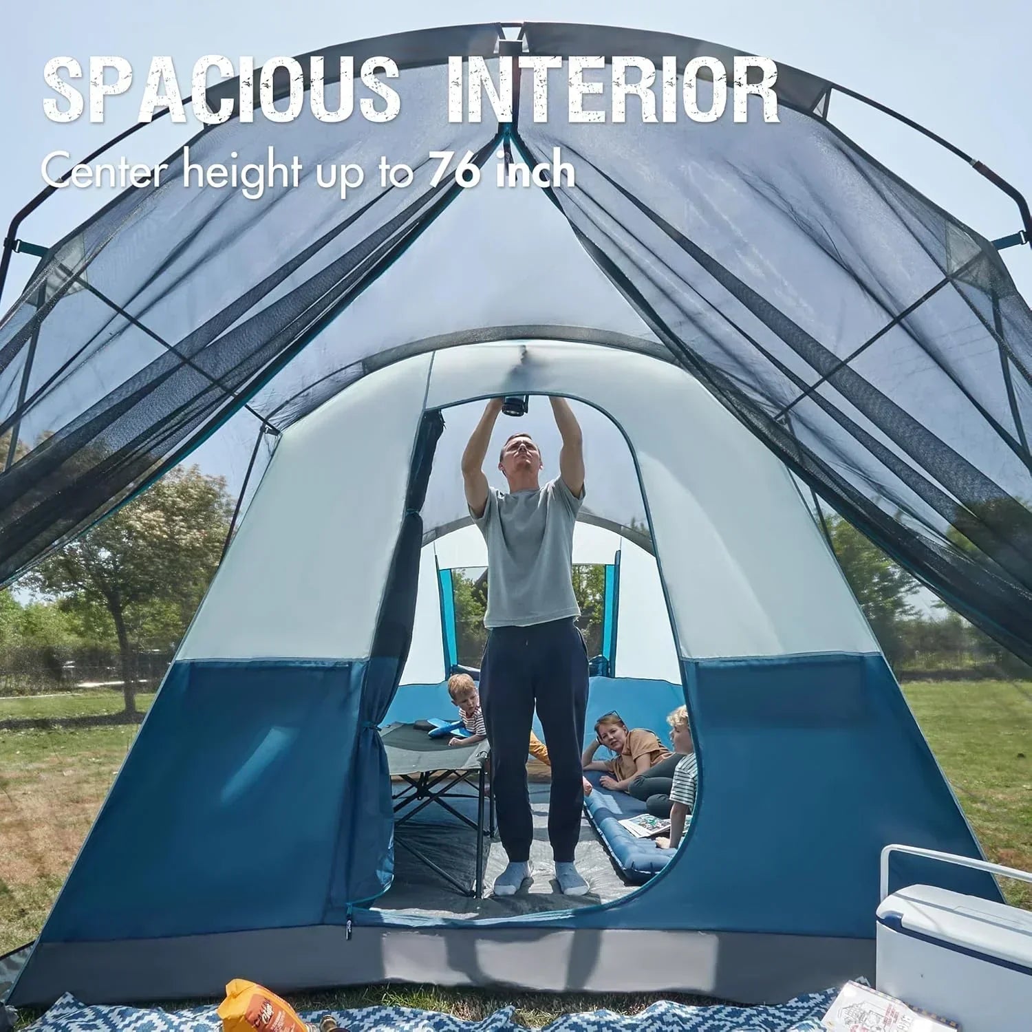 PORTAL 6/8/10 Person Family Camping Tent with Screen Room Water Resistant Big Tunnel Tent wourant