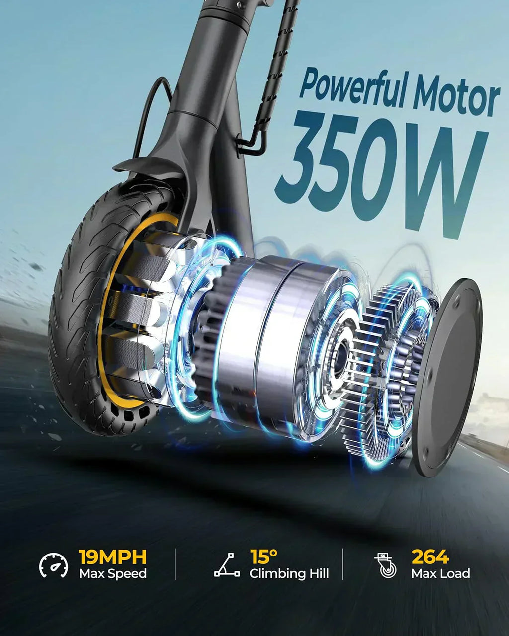 Electric Scooter 350W/500W Motor Top Speed 19/22 mph Max 16/23/28Miles Ranges Foldable E Scooter wourant