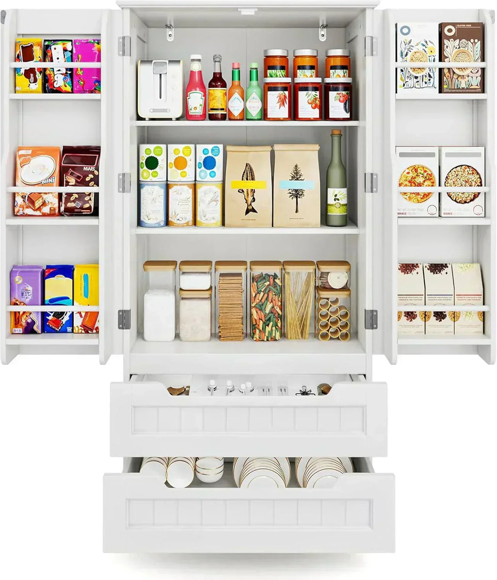 Gizoon Kitchen Pantry Cabinet with Drawers Freestanding Bathroom Storage Cabinet with Doors wourant
