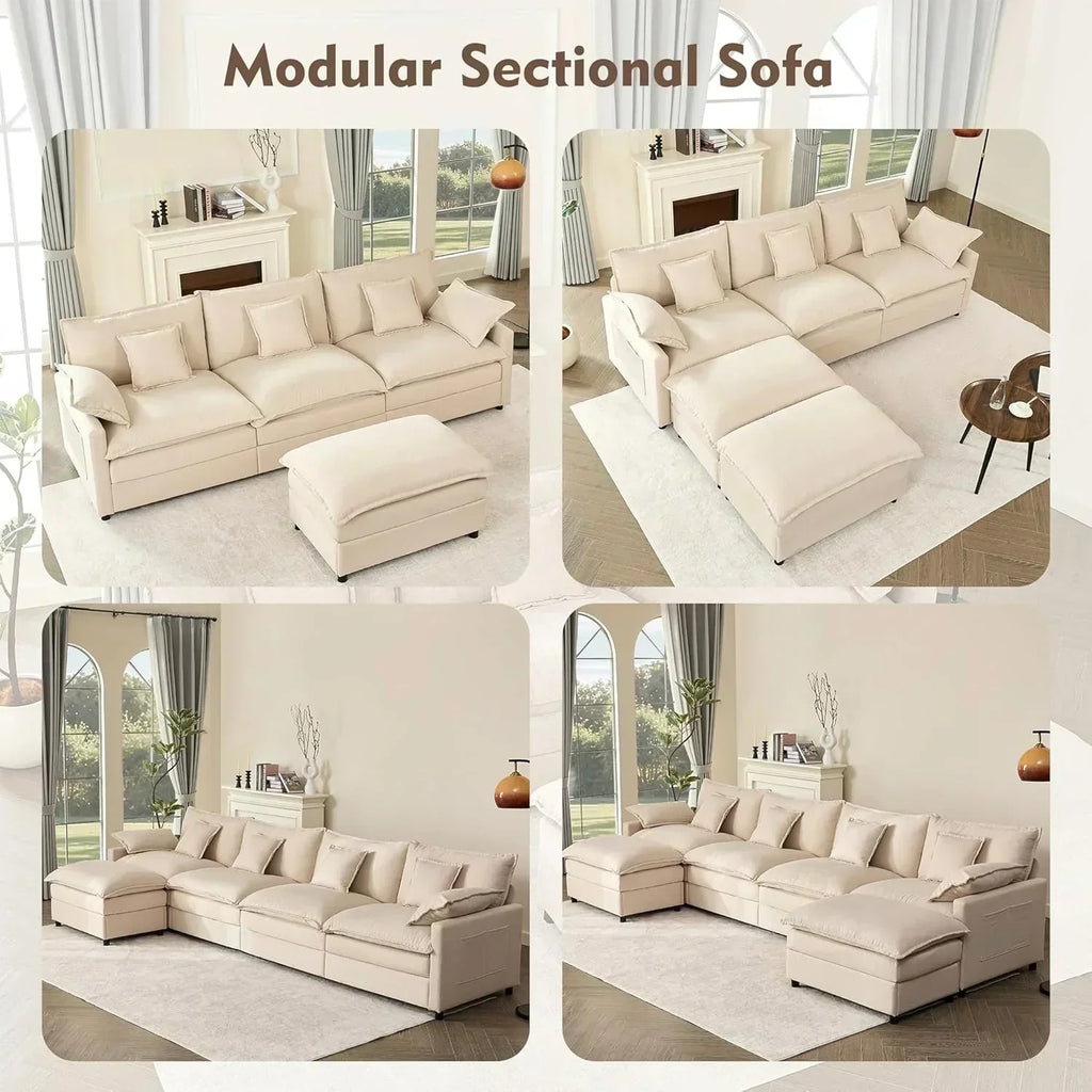 108" U-shaped sofa modular sofa three-seater comfortable cloud sofa wourant