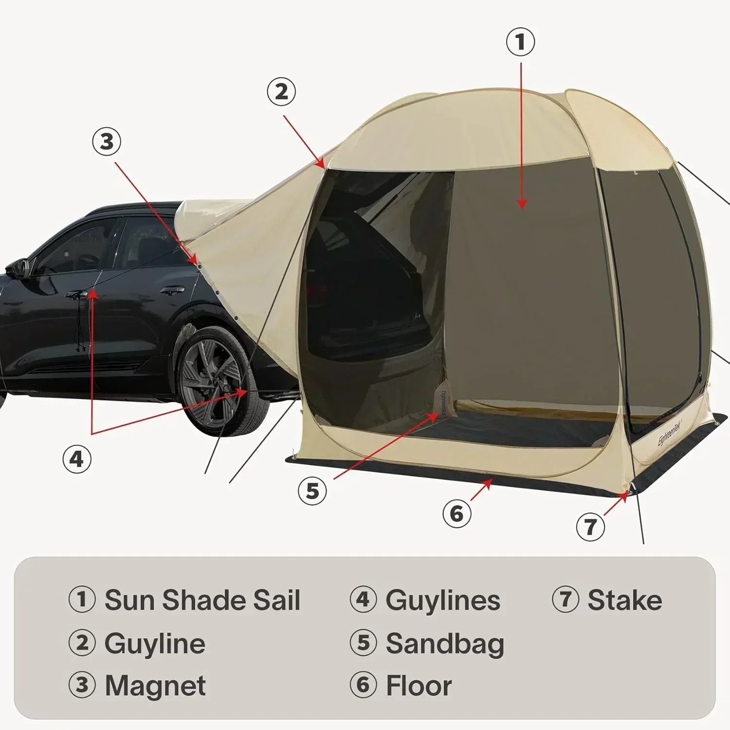 EighteenTek Tents Trunk tent suv car tent pop up automatically wourant