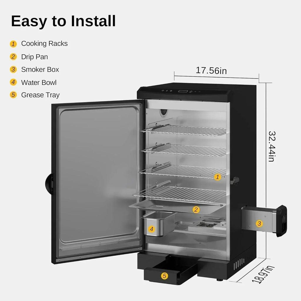 EAST OAK 30" Outdoor Electric Smoker Built-in meat probe smokes up to 6 times longer wourant