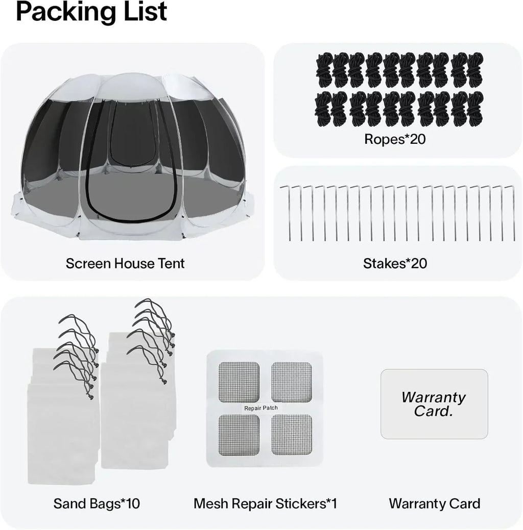 Screen gazebo sleeps 6-10-15 people Igloo-style canopy tent mosquito net on the sides Perfect wourant