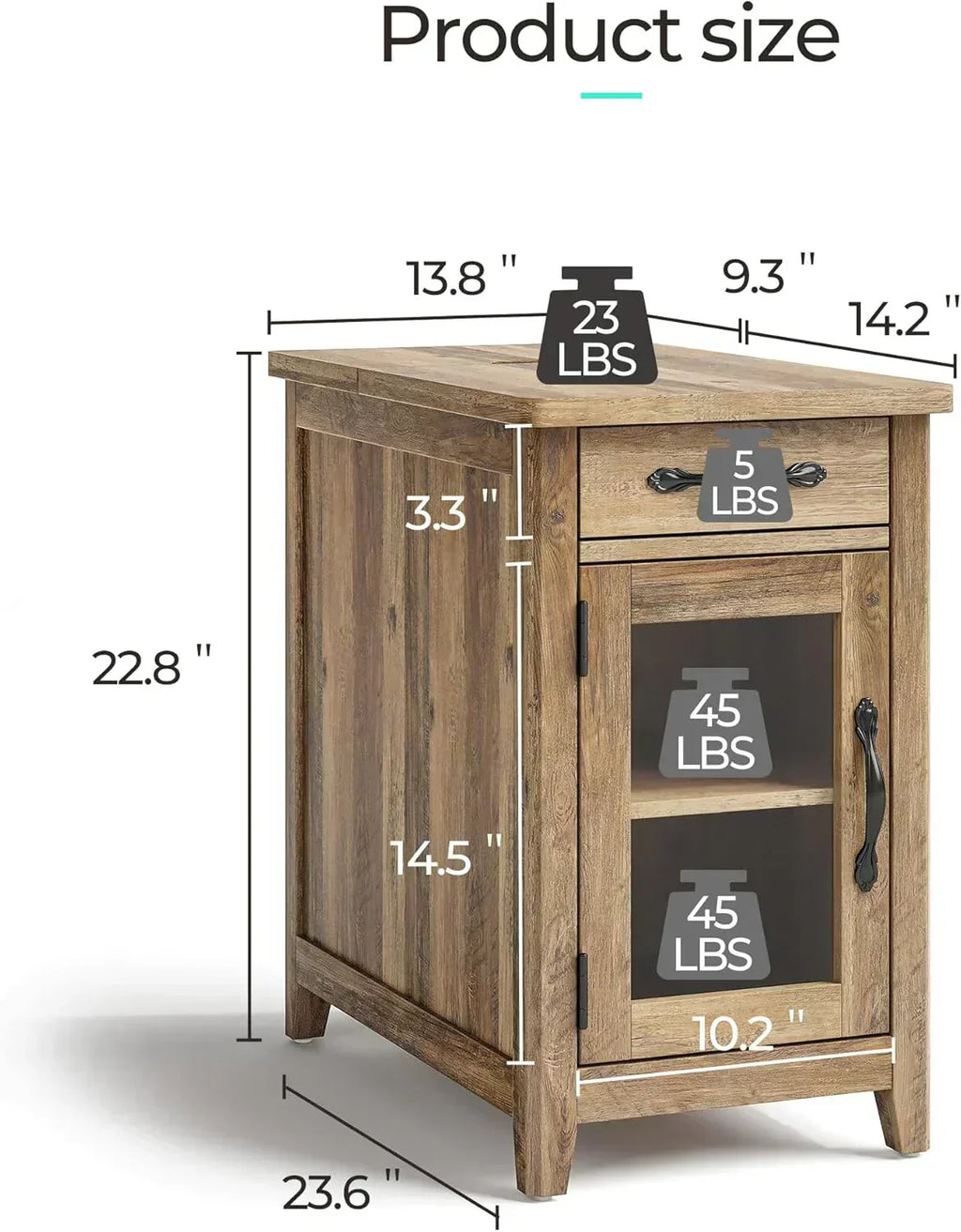 Farmhouse End Table Narrow Side Table Small Nightstand wourant