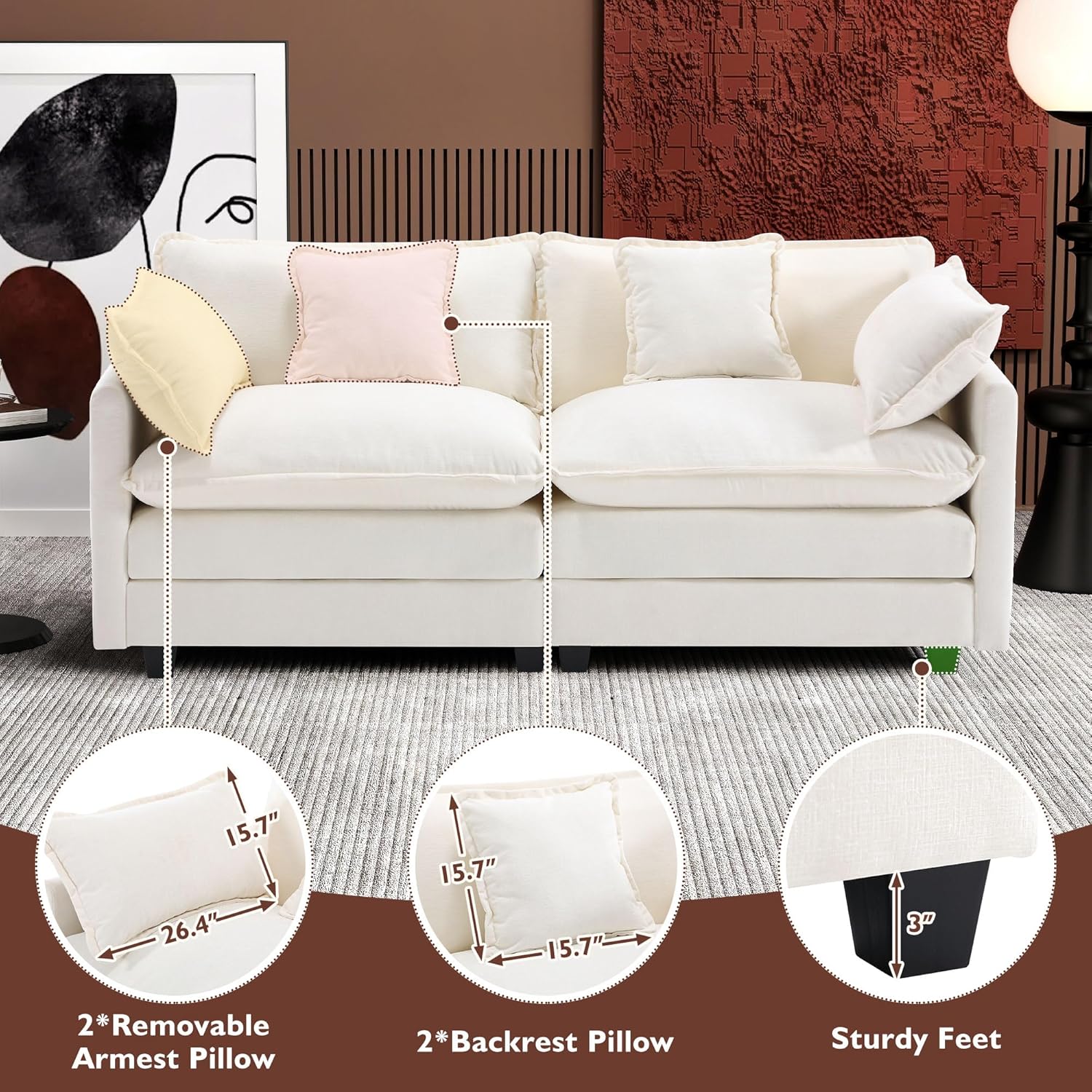 ihanherry 146-inch U-shaped modern sofa modular area cloud sofa wourant
