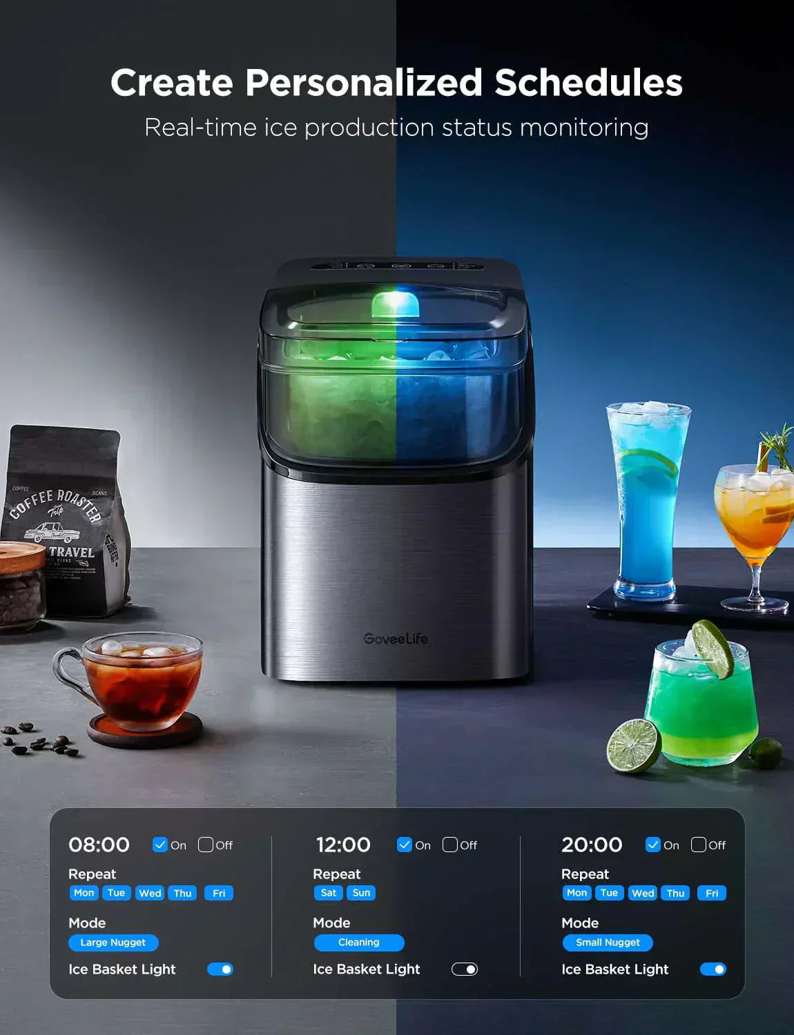 GoveeLife Smart Ice Maker Countertop Portable Ice Machine with Voice Control 9 Ice Cubes wourant
