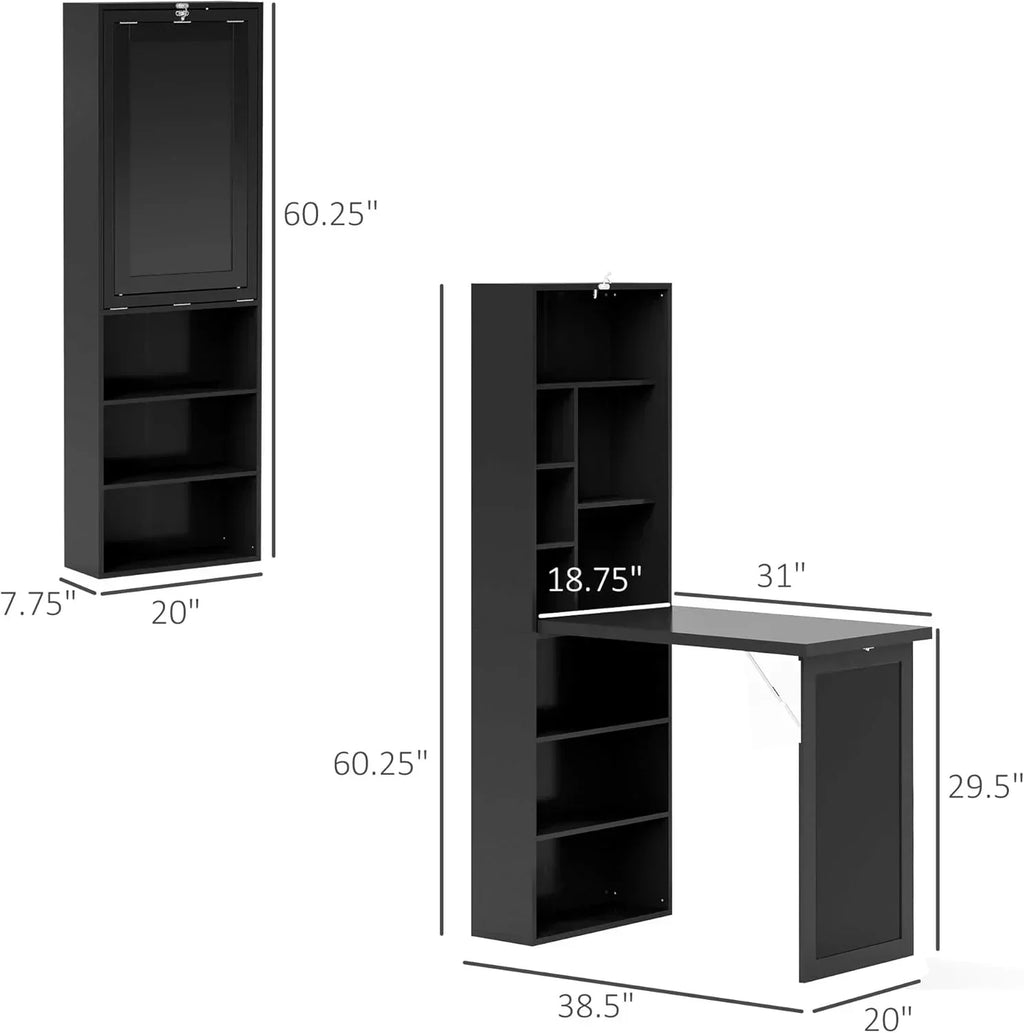 Folding convertible writing desk wall mounted desk cabinet multifunctional home workstation wourant