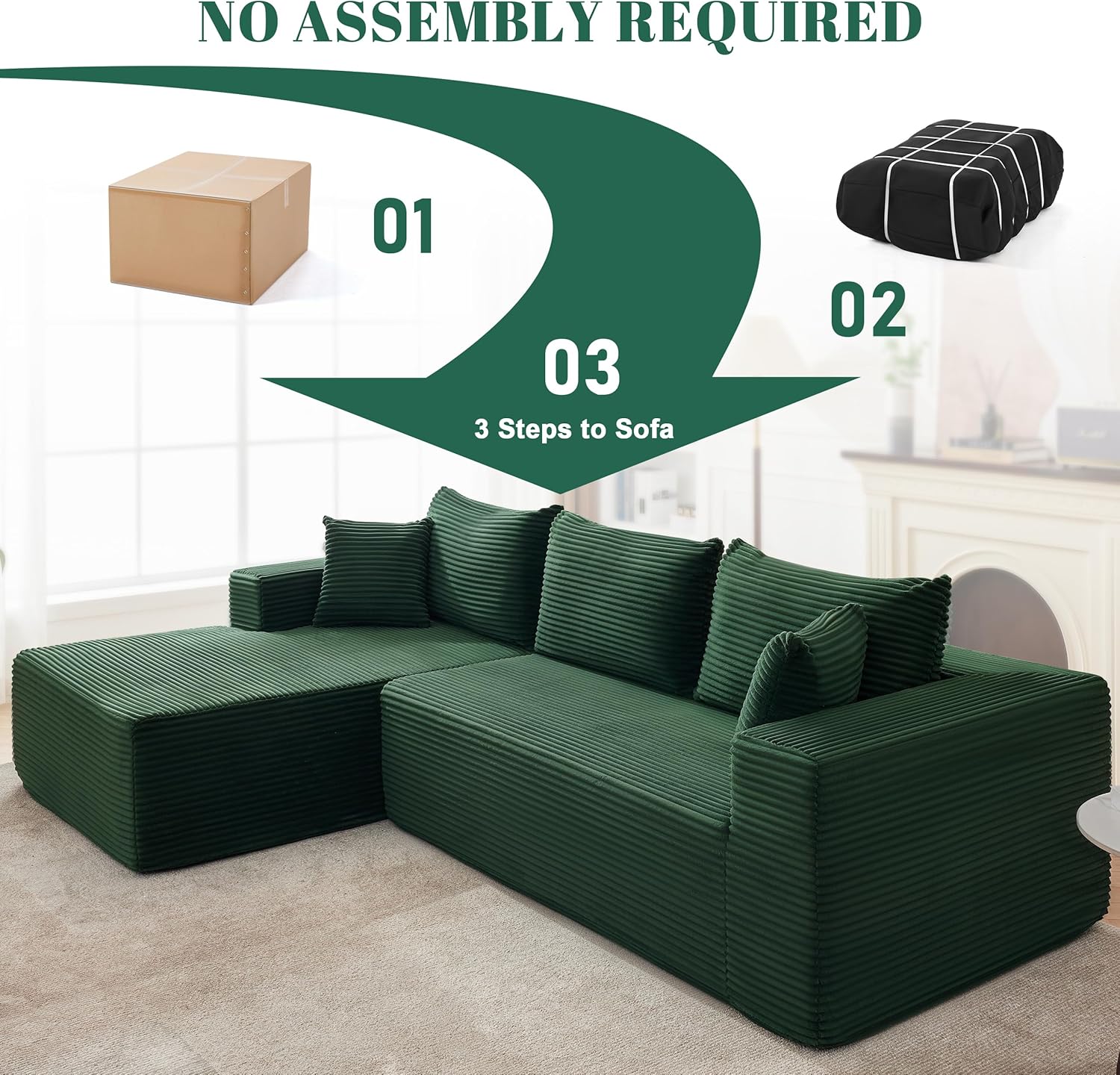 110-inch cloud sofa boneless sofa in the living room modular sofa with deep seats wourant