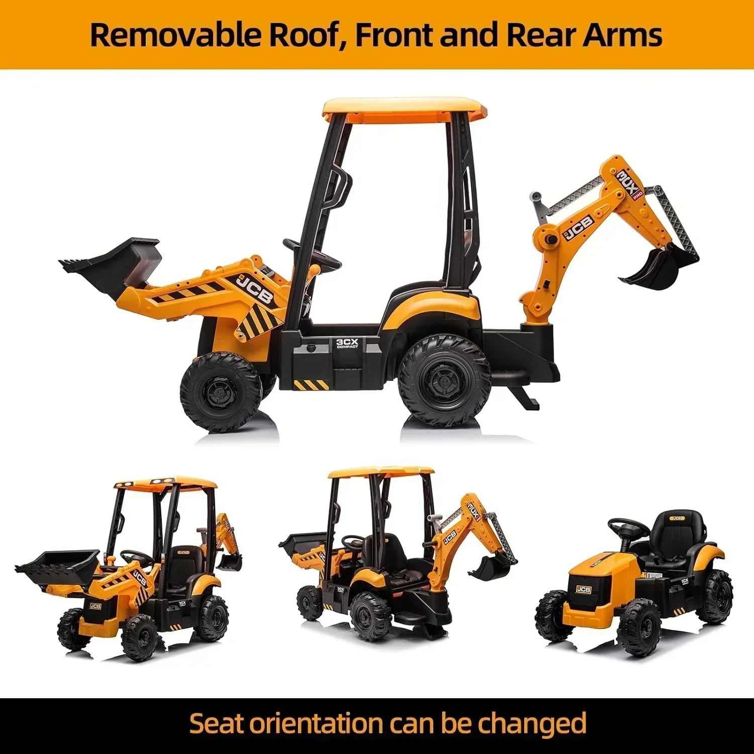 12V JCB Ride On Excavator Ride on Toys for Kids 4-8 Electric Car for Kids with Tractor wourant