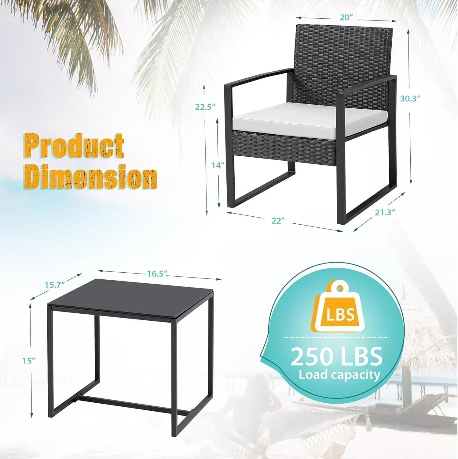 Flamaker 3 Pieces Patio Set Outdoor Wicker Furniture Sets Modern Rattan Chair Conversation Sets wourant