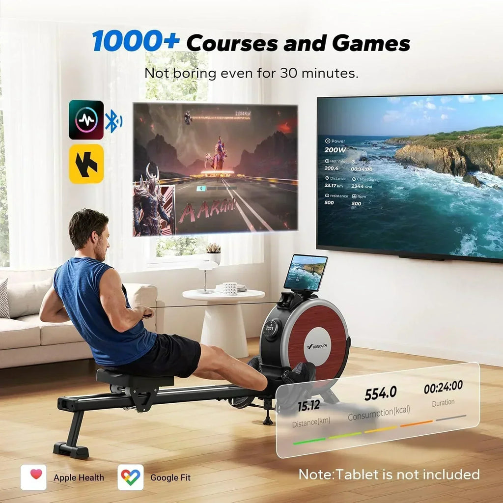 Merachi household rowing machine silent resistance dual-slide design wourant