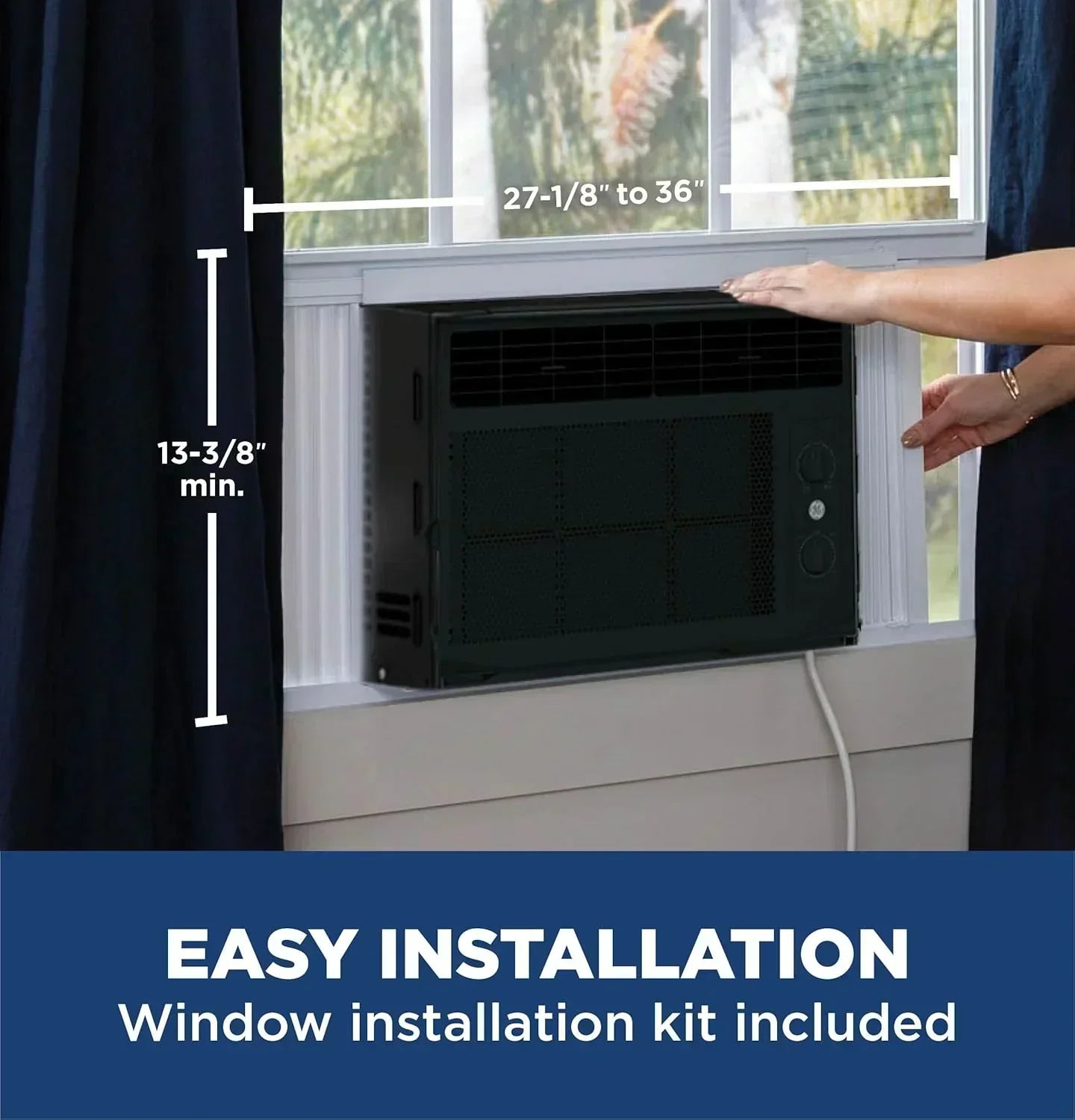 GE Window Air Conditioner Unit 5,000 BTU for Small Rooms up to 150 sq ft Manual Adjustable Fan wourant