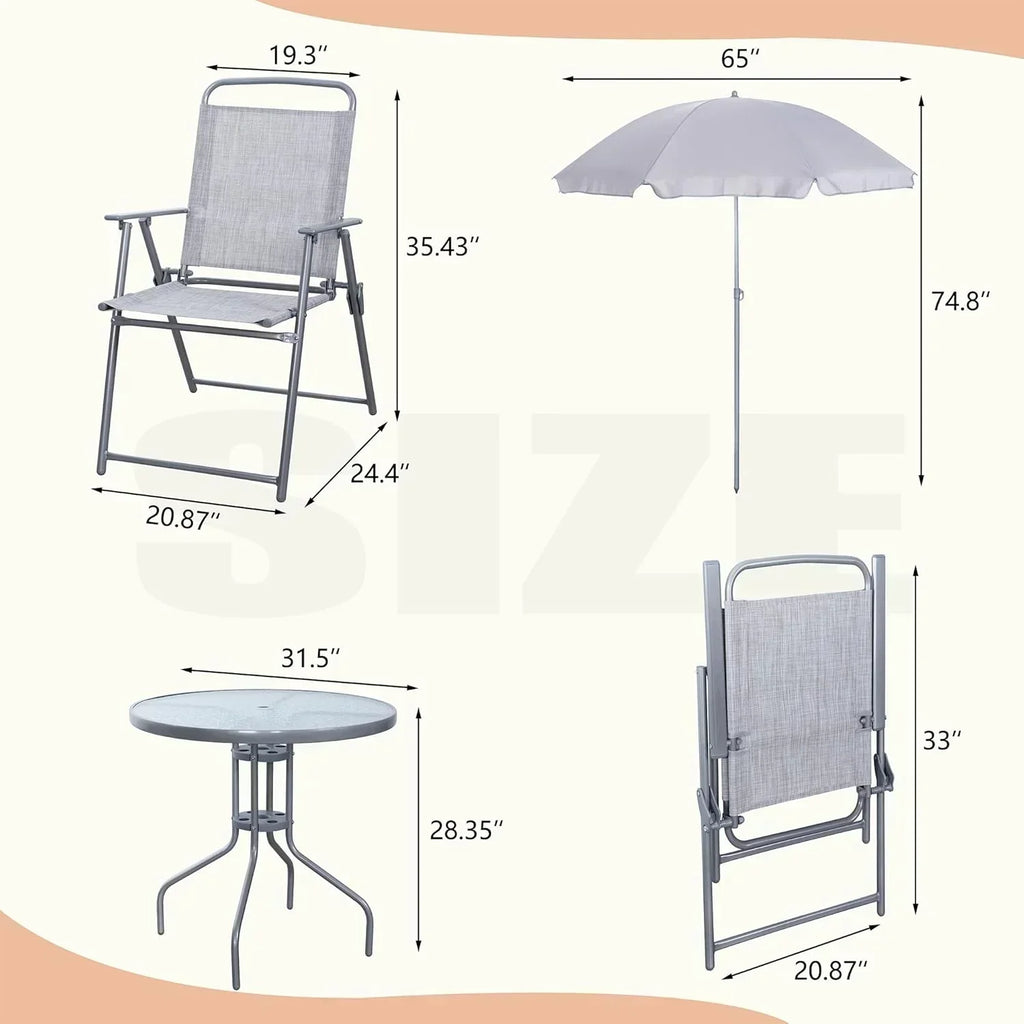 Vongrasig 6 Piece Folding Patio Dining Set Small Metal Outdoor Garden Patio Table and Chair Set wourant