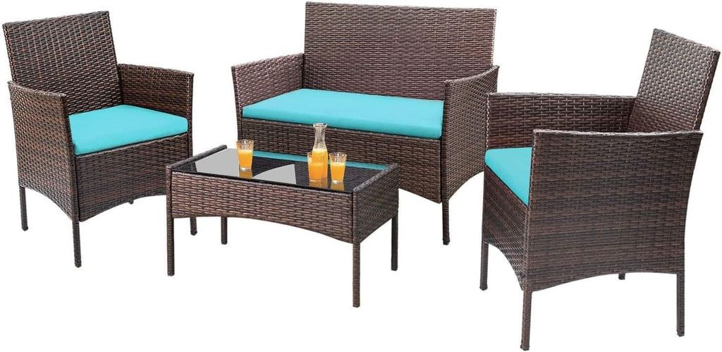 Homall 4-piece outdoor patio furniture set rattan chair wicker set wourant