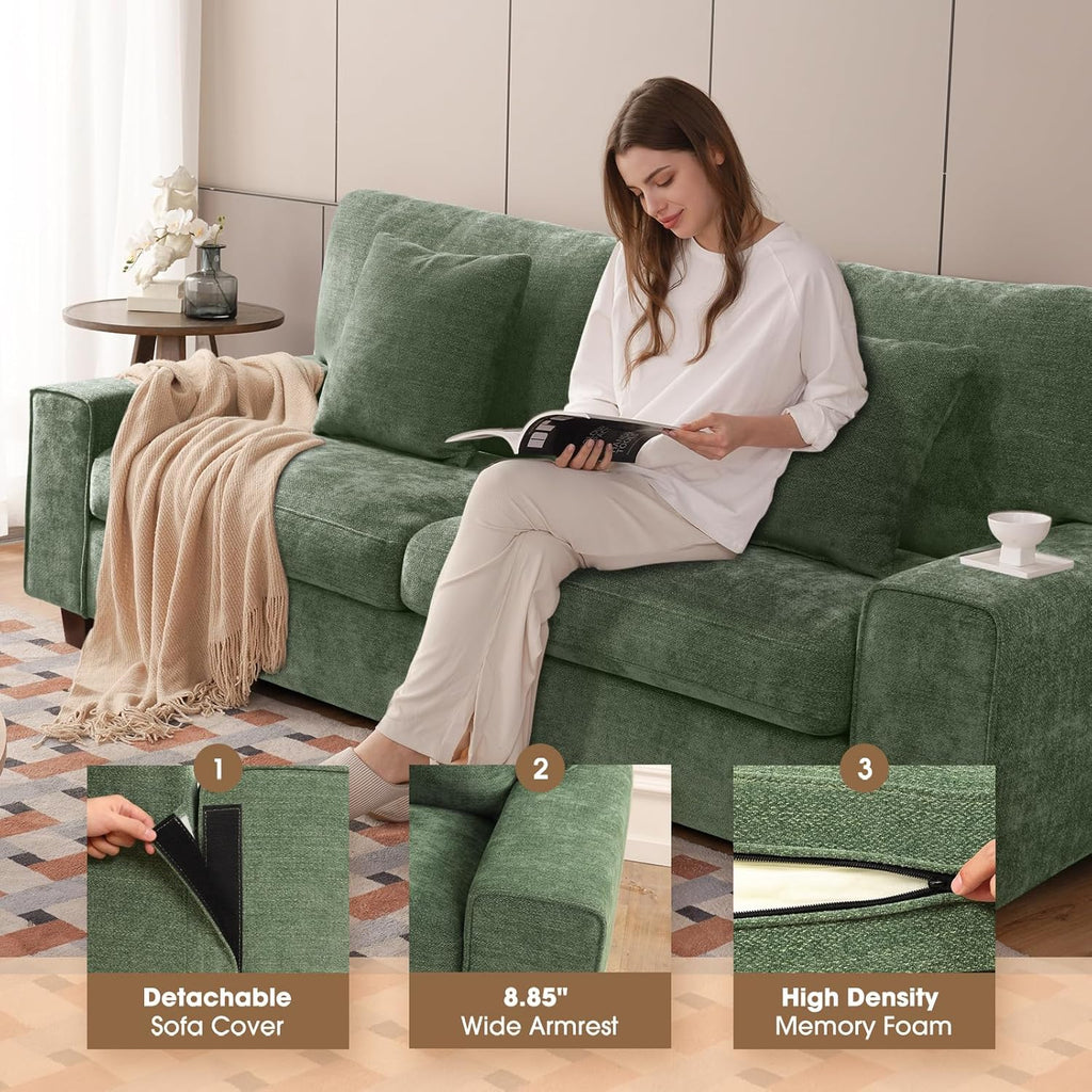 DOPEDIO living room double sofa chenille lounge chair removable solid wood frame wourant