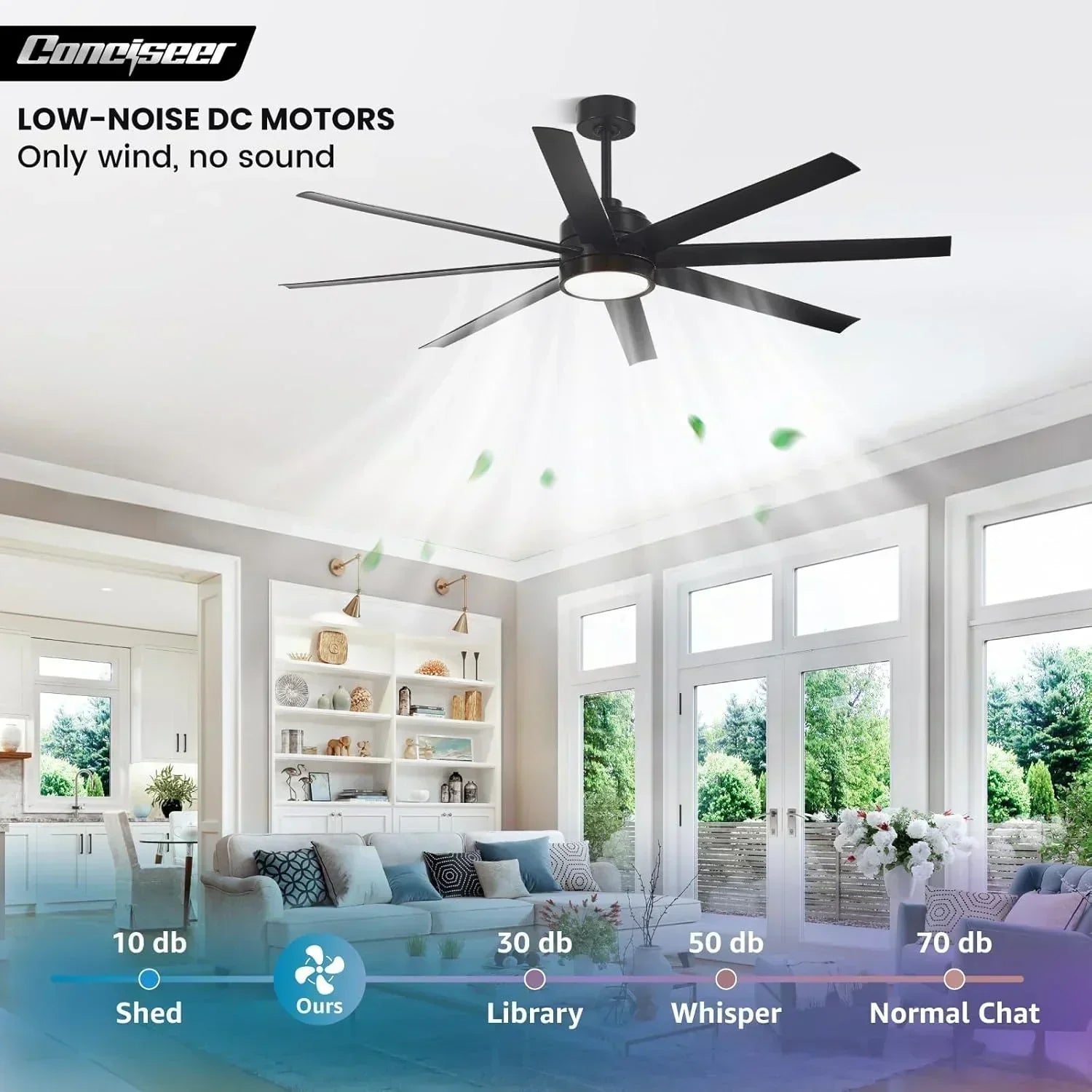 Modern ceiling fan 72 inch bedroom living room library cafe outdoor/industrial wourant