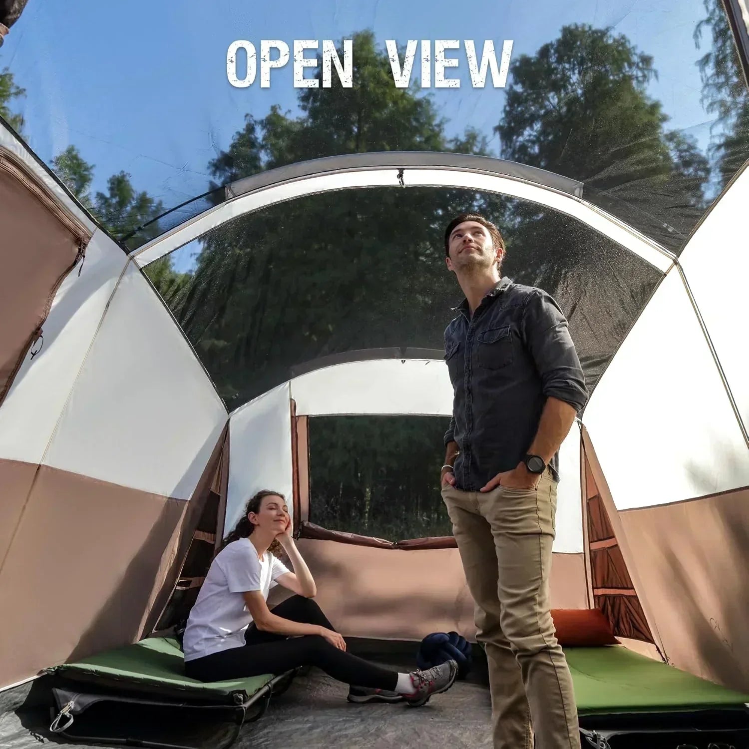 PORTAL 6/8/10 Person Family Camping Tent with Screen Room Water Resistant Big Tunnel Tent wourant