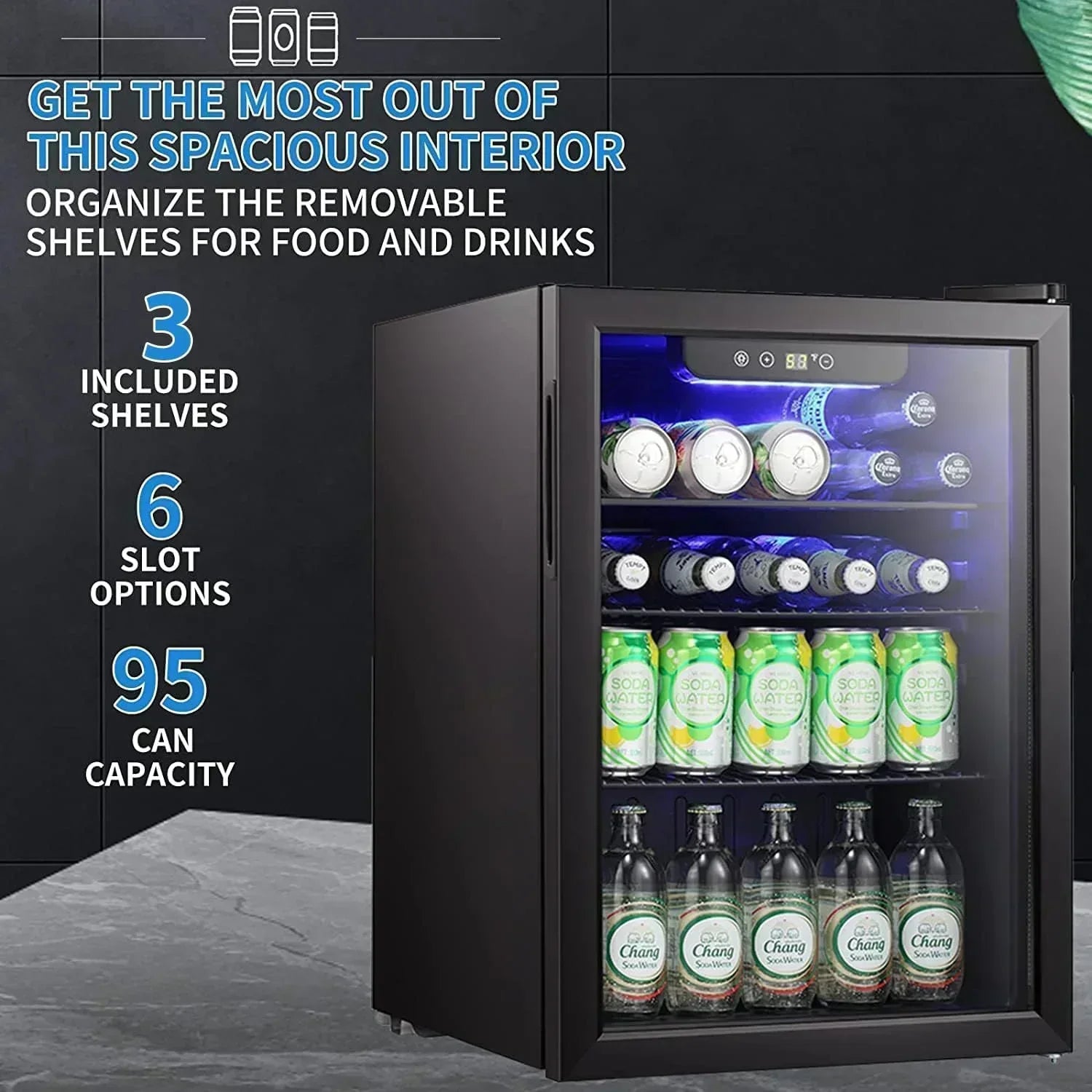 Antarctic Star Beverage Refrigerator Cooler 68 Can Mini Fridge with Glass Door for Beer Drinks Wine wourant