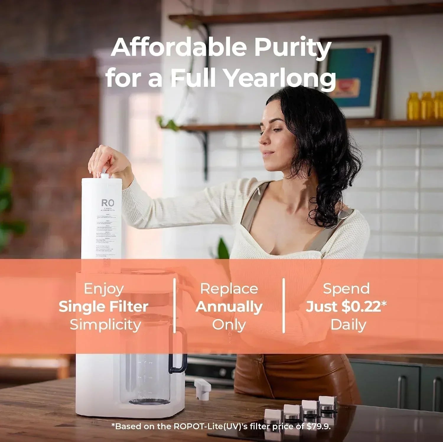 Bluevua RO100ROPOT-Lite(UV) reverse osmosis system countertop water purifier 7-stage purification wourant