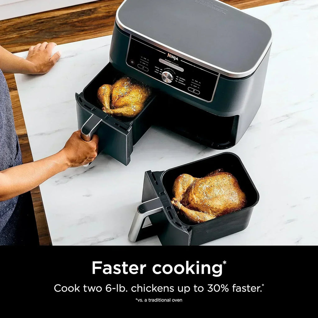 Ninja Foodi 6-in-1 FlexBasket Air Fryer with 7 QT MegaZone Basket Divider for Large Proteins wourant
