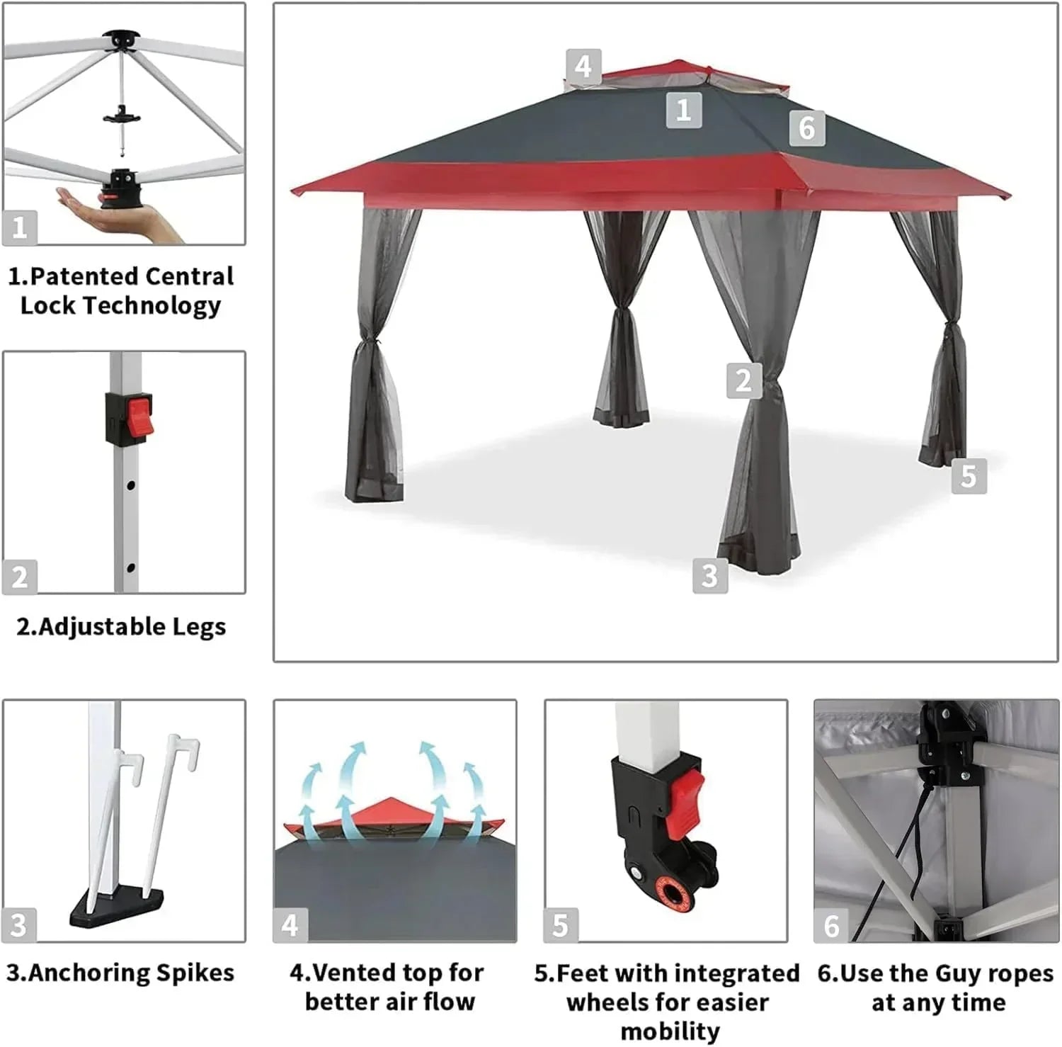 CROWN SHADES 13x13 Pop Up Gazebo Canopy Tent Gazebos on Clearance Outdoor Gazebo wourant
