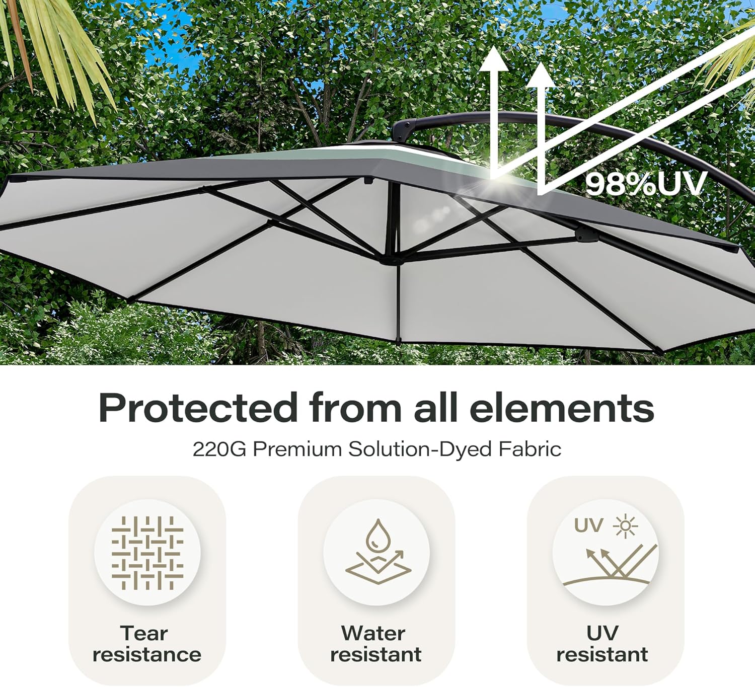 LAUSAINT HOME Outdoor Patio Umbrella with Base included 11 FT Deluxe Curvy Cantilever Umbrella wourant
