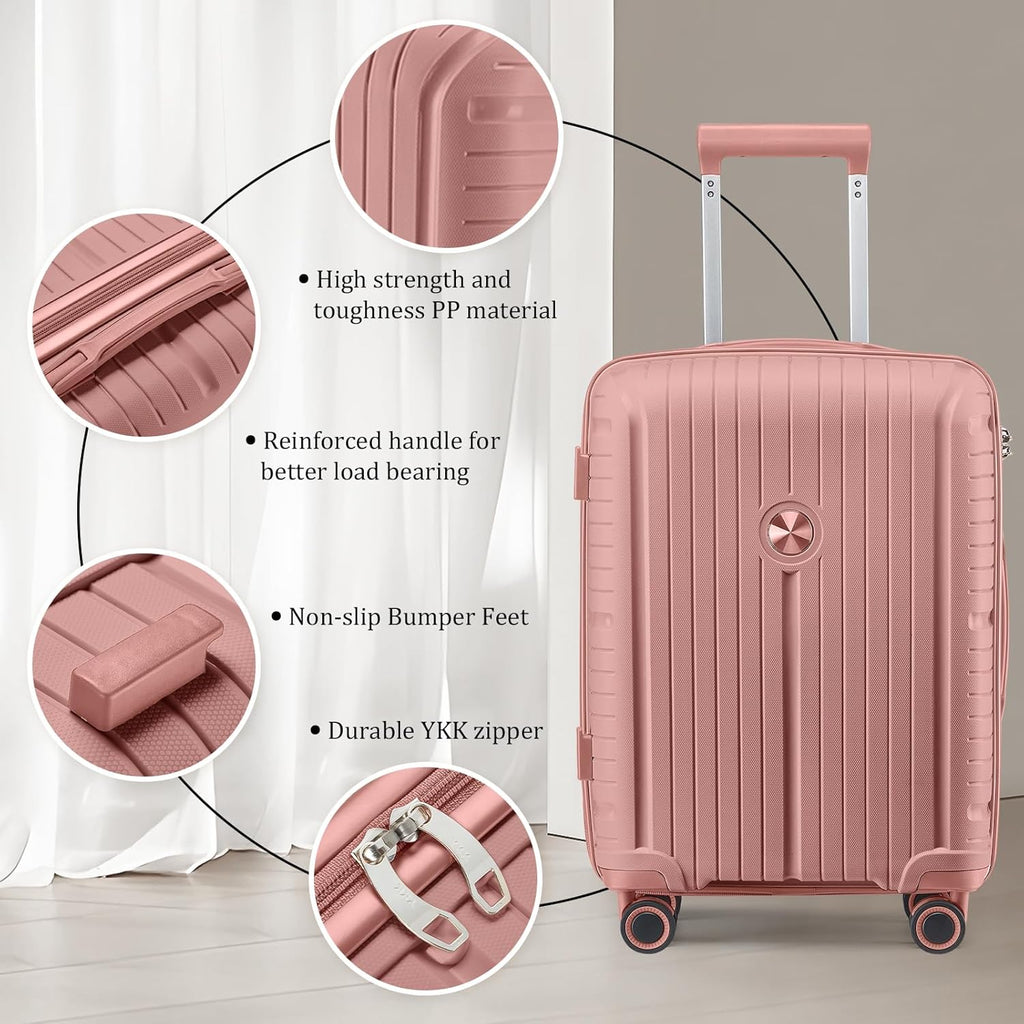 5-piece PP hardshell lightweight travel carry-on luggage set with dual spinner wheels wourant