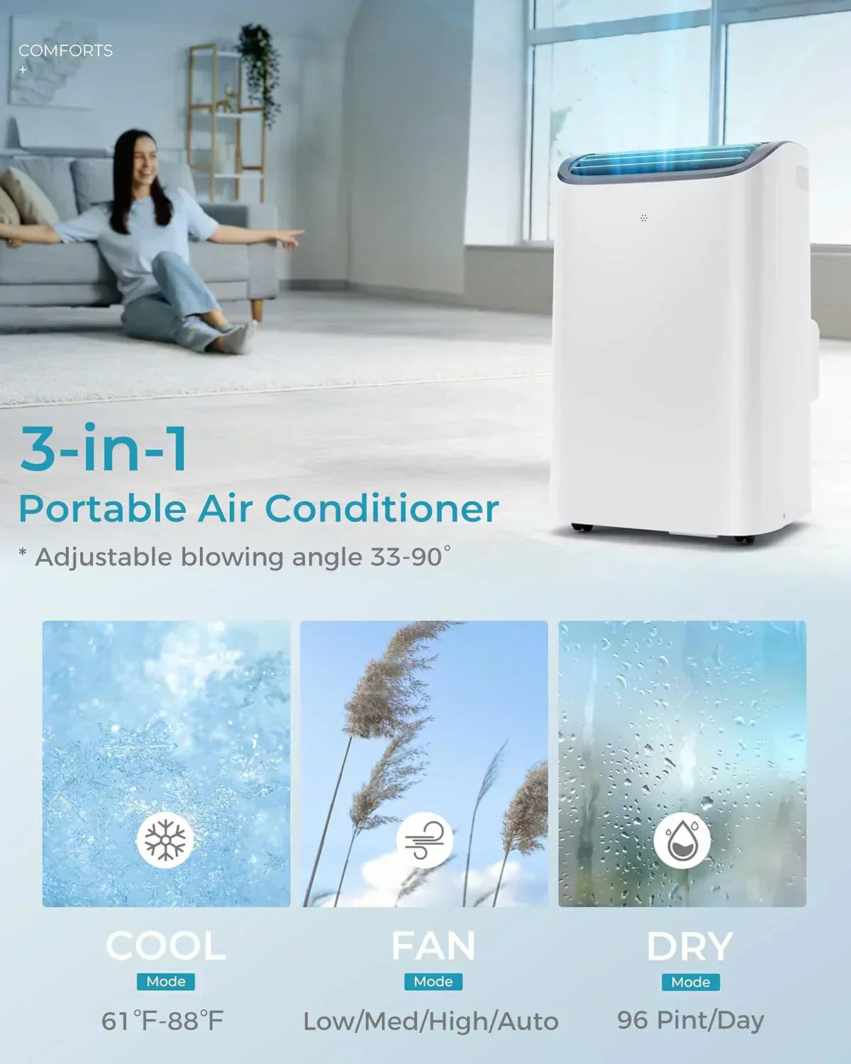 EUHOMY 8,000 BTU Portable Air Conditioners 4-in-1 Portable AC Unit Up to 350 Sq.Ft wourant