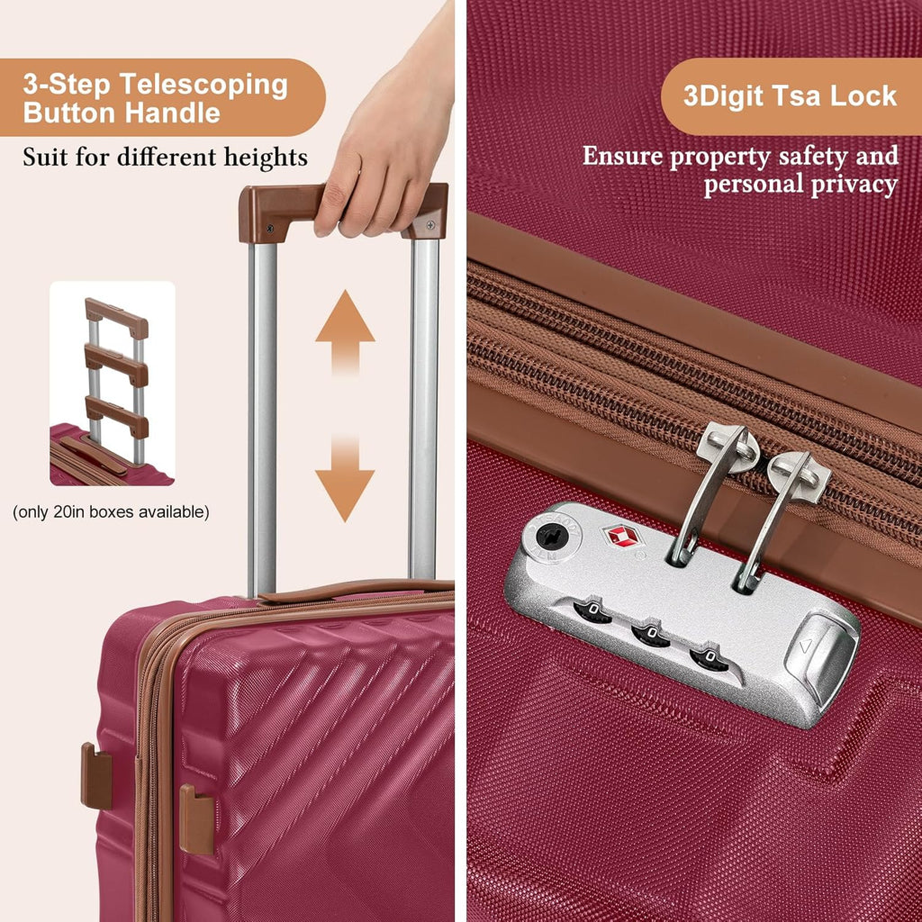 5 piece luggage set expandable suitcase 22x14x9 aviation certified durable waterproof travel set wourant