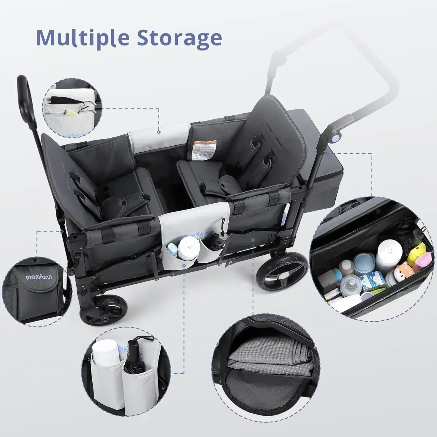 Stroller Wagon for Kids Wagon Stroller Toddlers 2 Seaters All-Terrain Baby Wagon Outdoor wourant