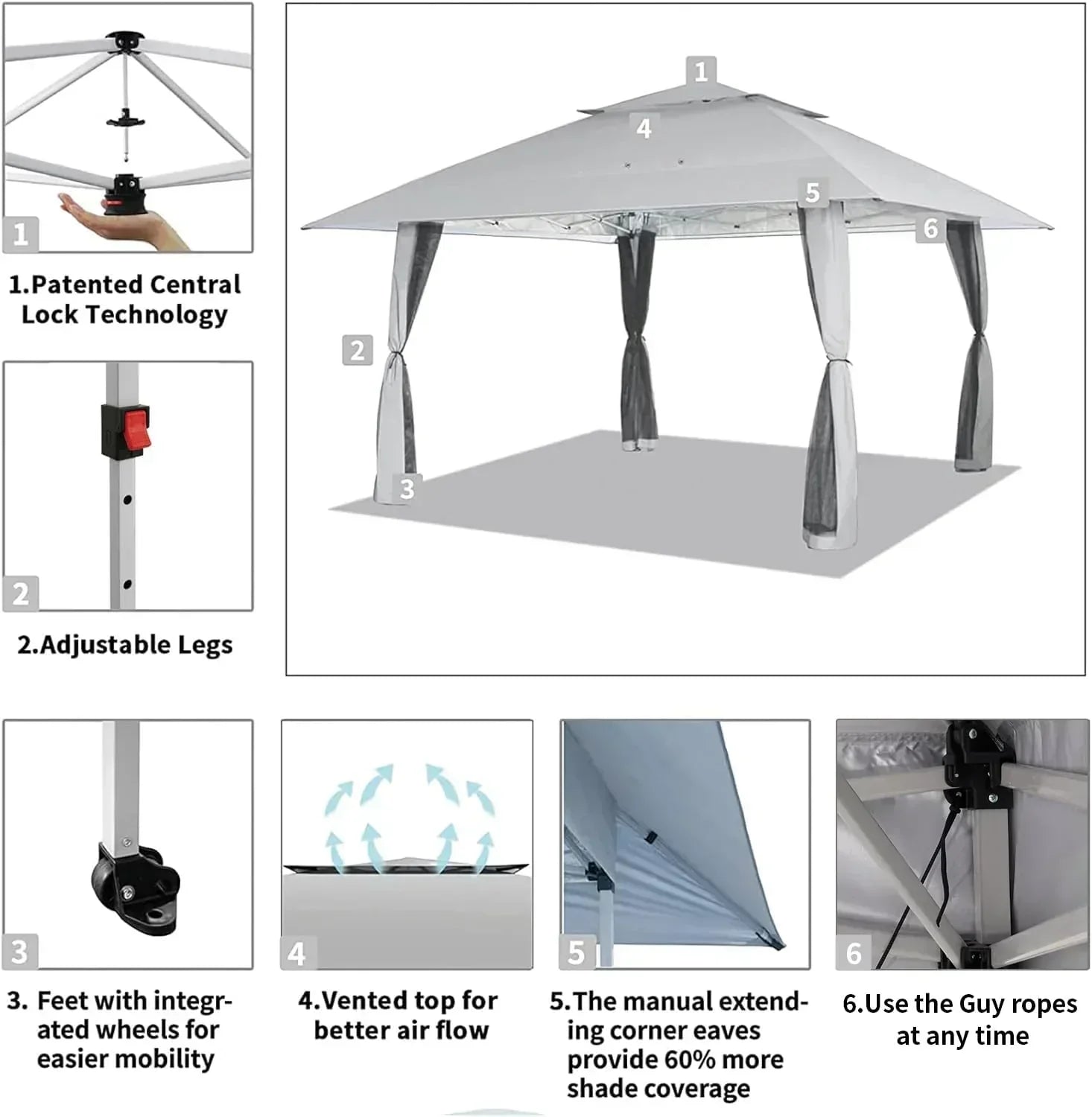 CROWN SHADES 13x13 Pop Up Gazebo Canopy Tent Gazebos on Clearance Outdoor Gazebo wourant