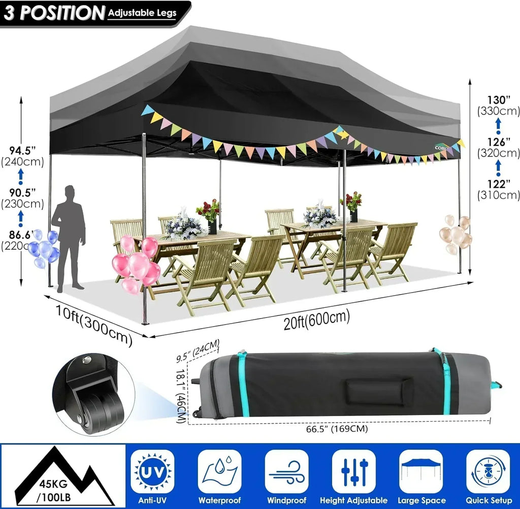 COBIZI 10x20 Heavy Duty Pop up Canopy Tent 6 sidewalls Commercial Canopy Wedding Party Tents wourant