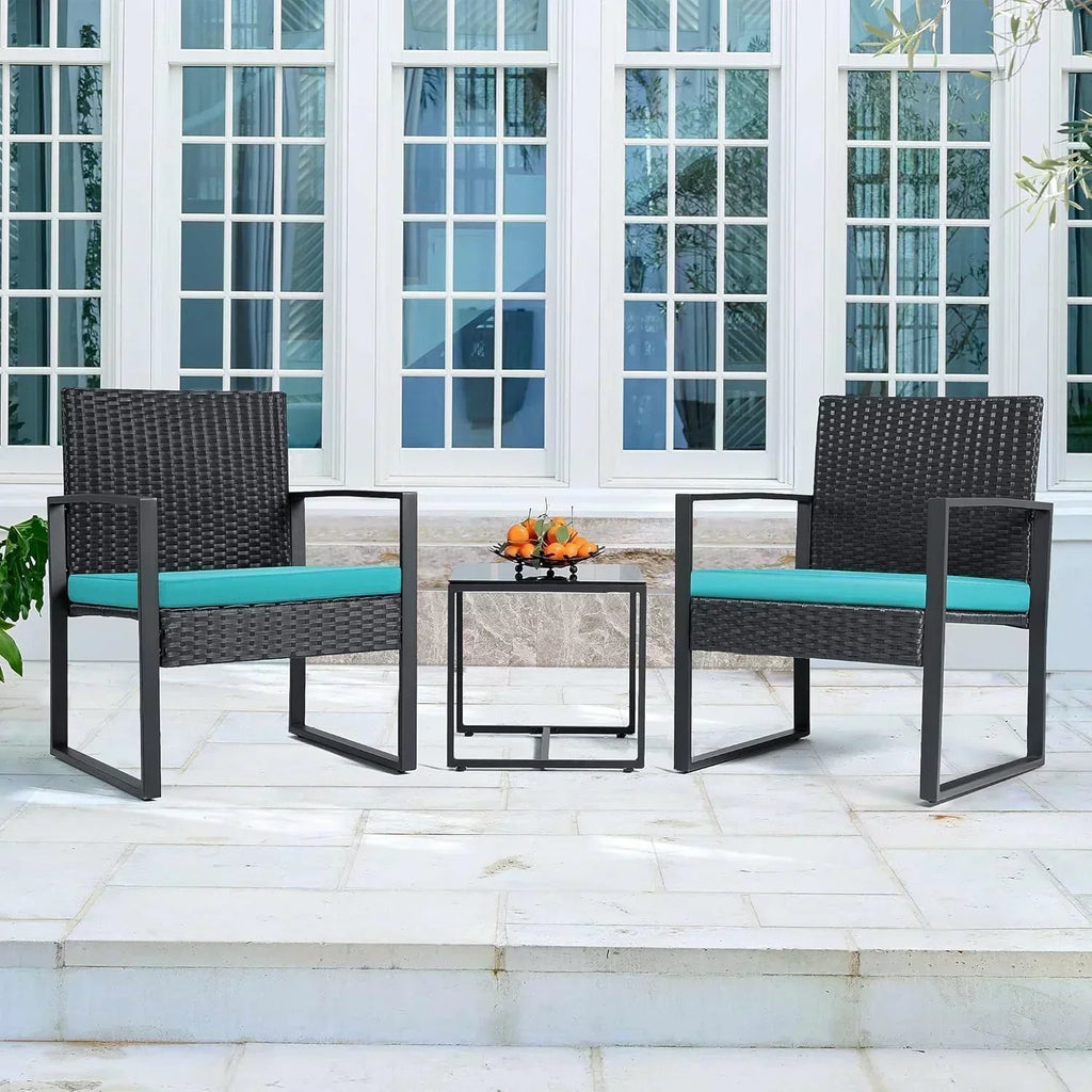Flamaker 3 Pieces Patio Set Outdoor Wicker Furniture Sets Modern Rattan Chair Conversation Sets wourant