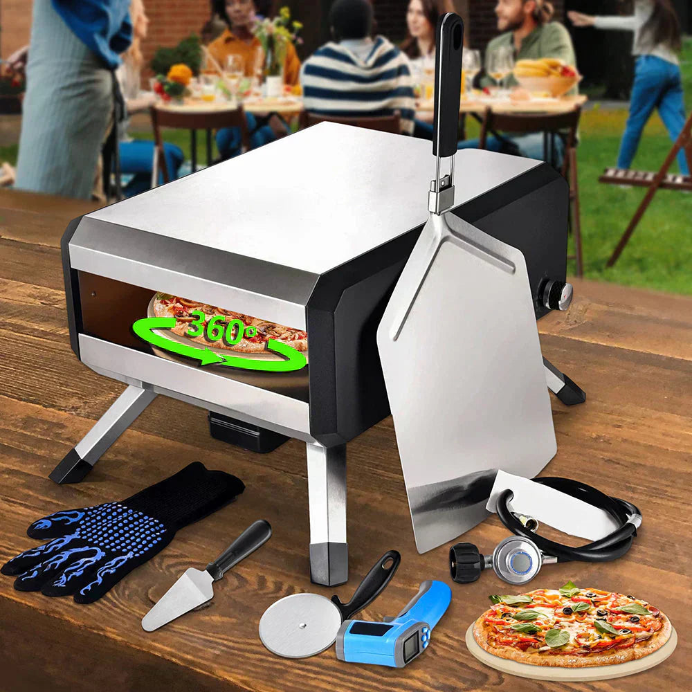Stainless Steel 360 Automatic Rotation GAS Pizza Oven wourant