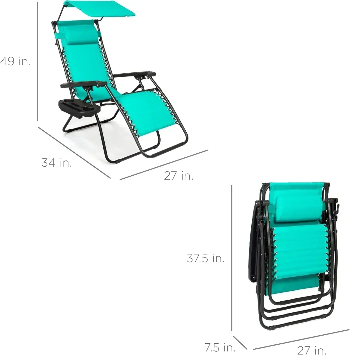 Best Choice Products Folding Zero Gravity Recliner Patio Lounge Chair Adjustable Canopy Shade wourant