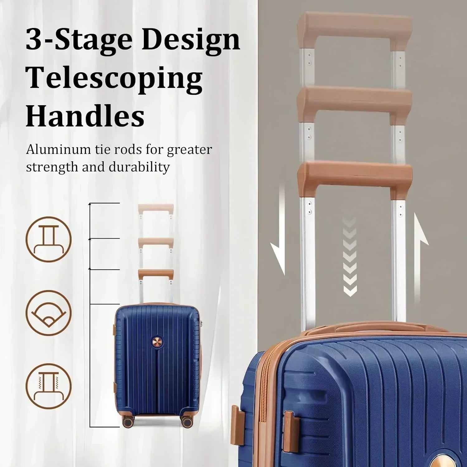 5-piece PP hardshell lightweight travel carry-on luggage set with dual spinner wheels wourant