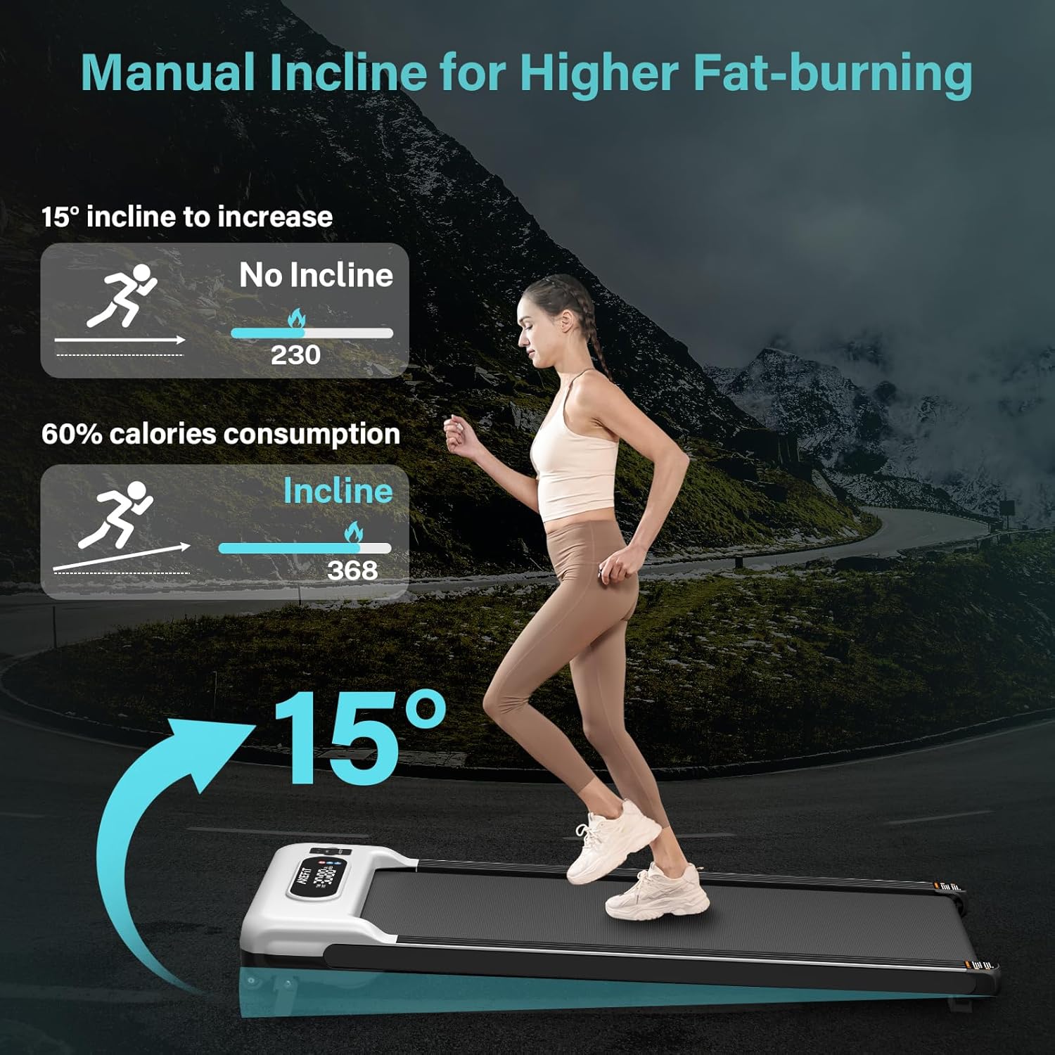 2.5 HP Portable Treadmill with Inclined Walking Pad Panel and Remote 4-in-1 Walking Treadmill wourant