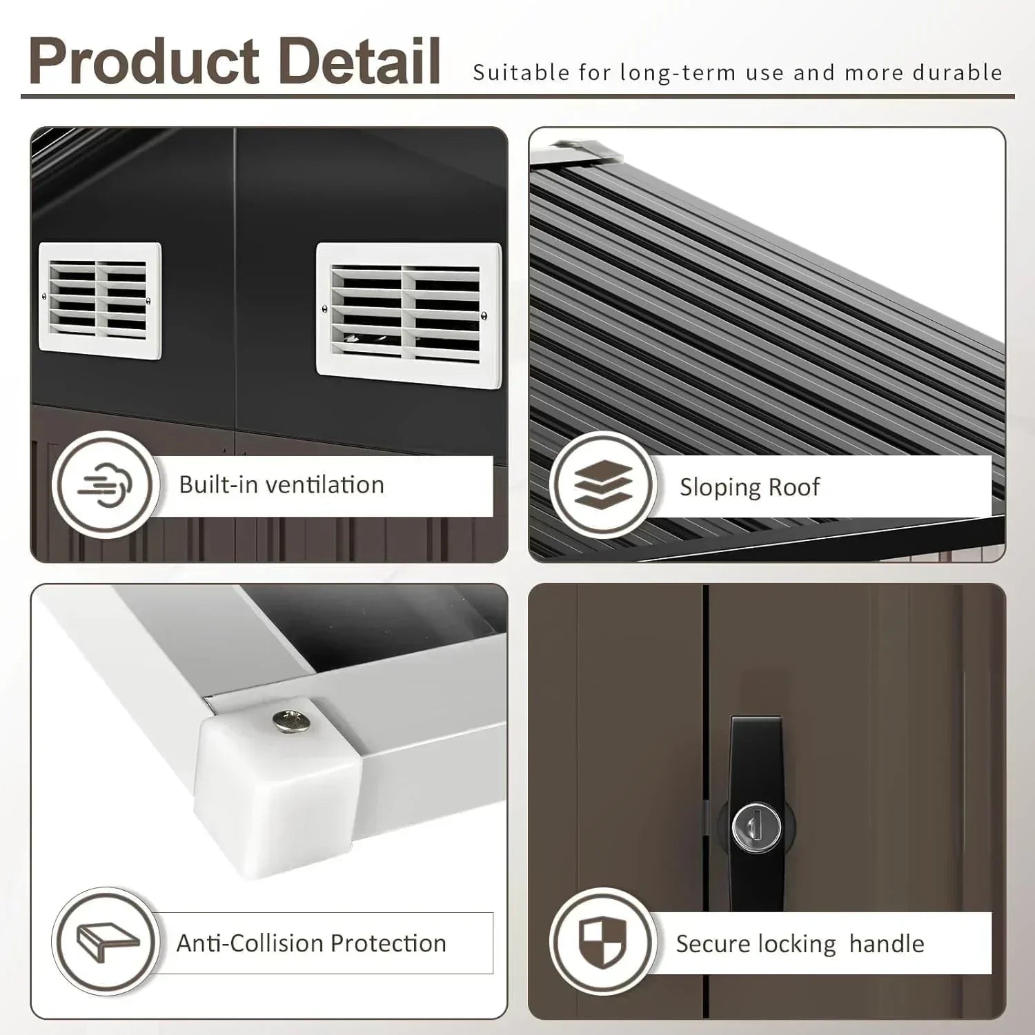 Aoxun 6.2x4 FT Shed Outdoor Storage Shed Metal Garden Shed Sloping Roof Tool Shed Bike Shed wourant
