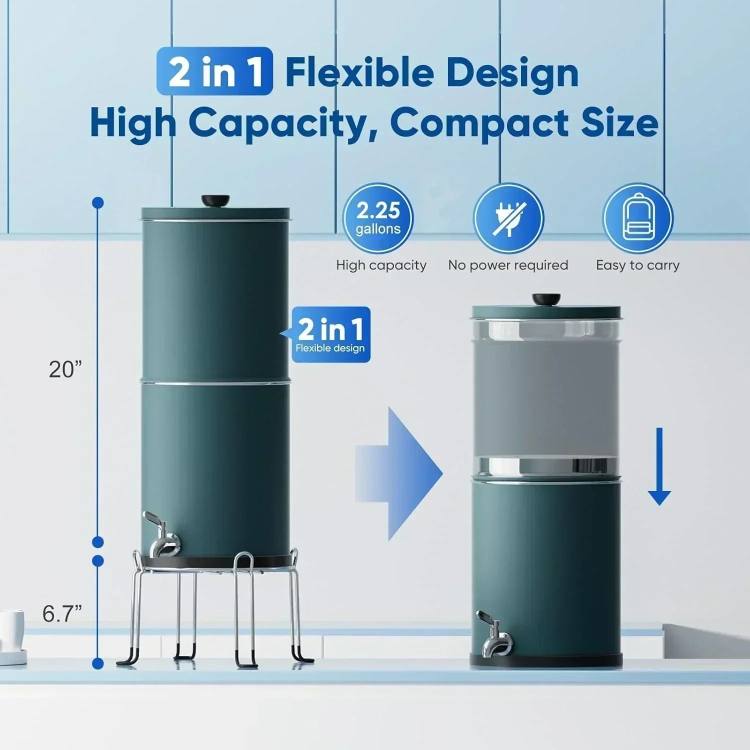 Purewell three-stage 0.01μm ultrafiltration gravity water filtration system 304 wourant
