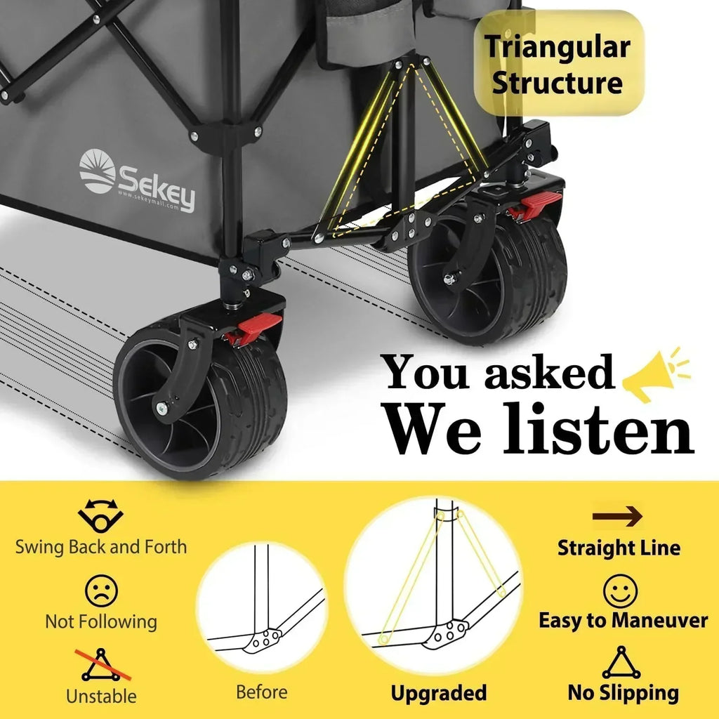 Sekey 48 Inch Long Foldable Extended Travel Cart 440 Lbs Folding Multi-Purpose Garden Cart wourant