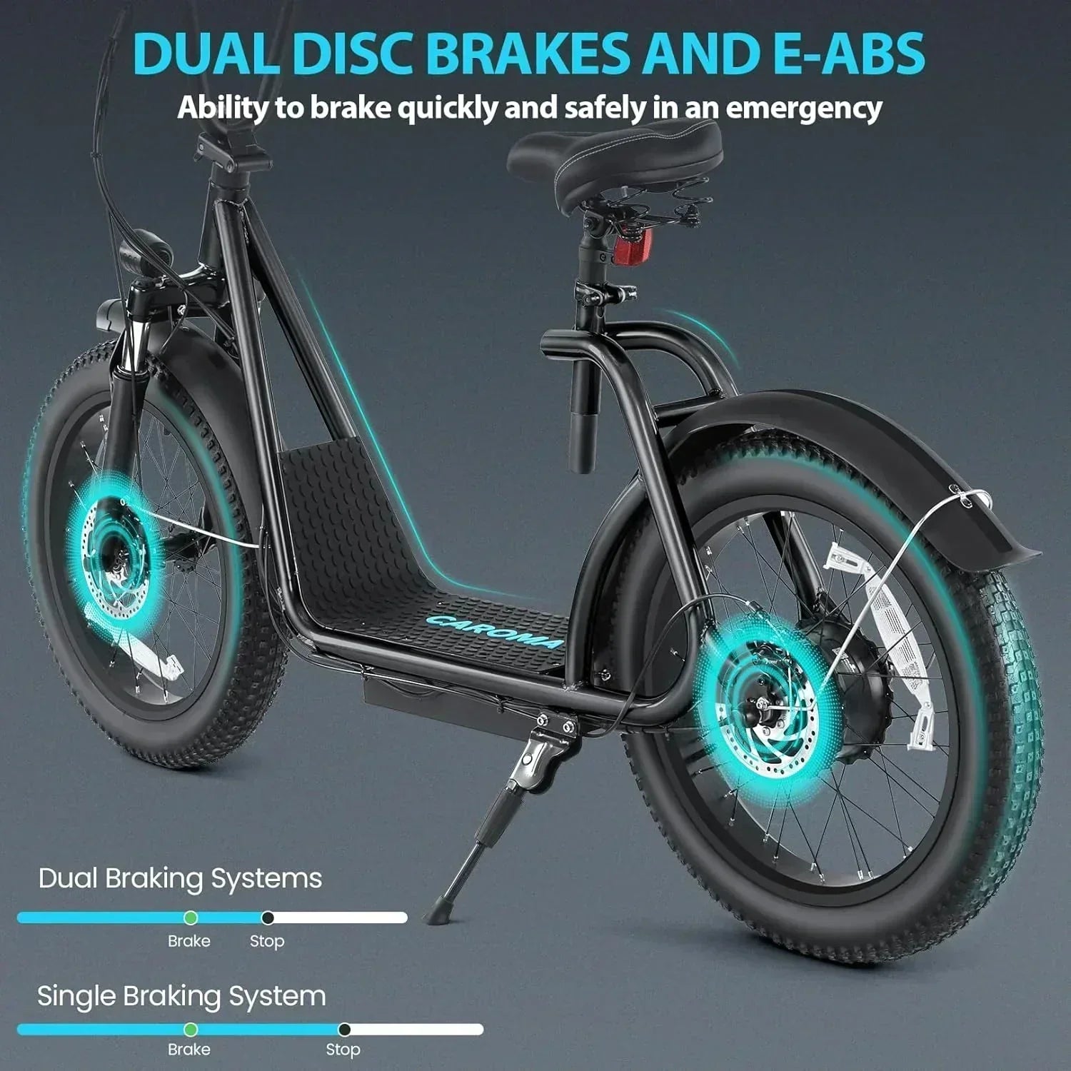 Caroma Peak 800W Foldable Adult Electric Scooter with 20-inch Wide Tires 48V Battery Basket wourant