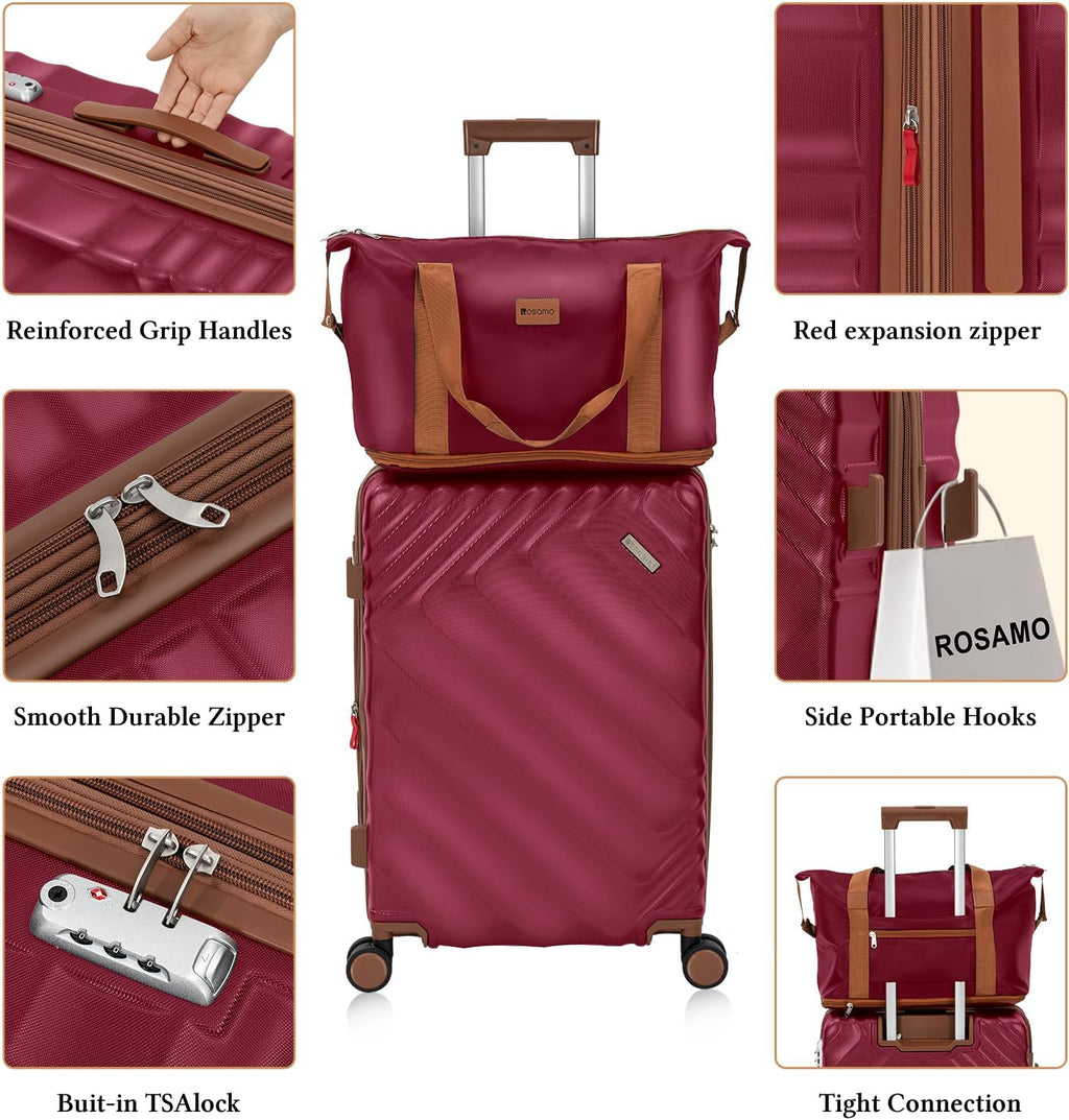 5 piece luggage set expandable suitcase 22x14x9 aviation certified durable waterproof travel set wourant