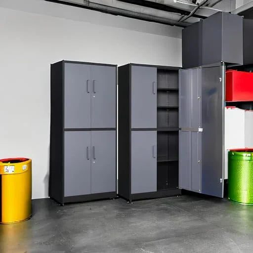 Metal Storage Cabinet with 2 Doors and 6 Shelves Black Metal Cabinet Garage Storage Cabinet wourant
