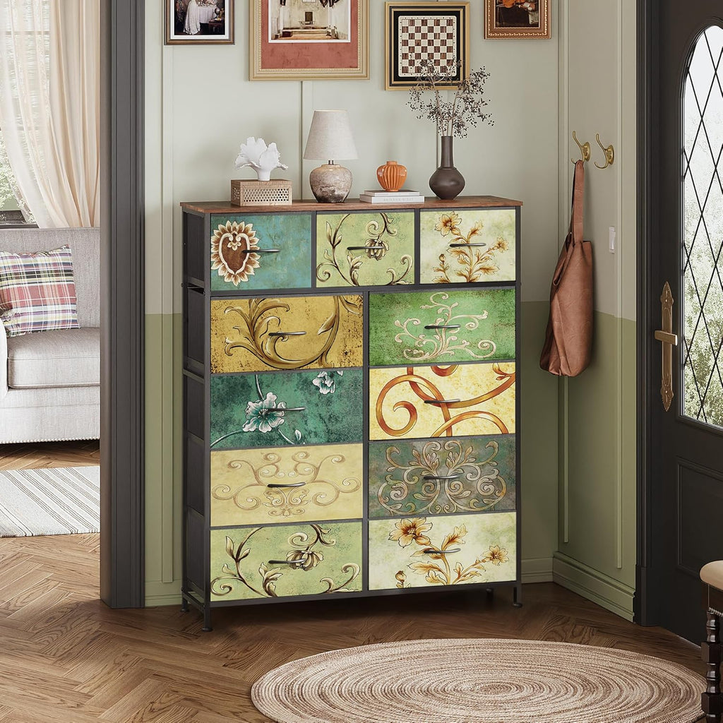 Storage Organizer Unit 11 Fabric Bins Storage Drawers Organizer Steel Frame Tall Storage Tower wourant
